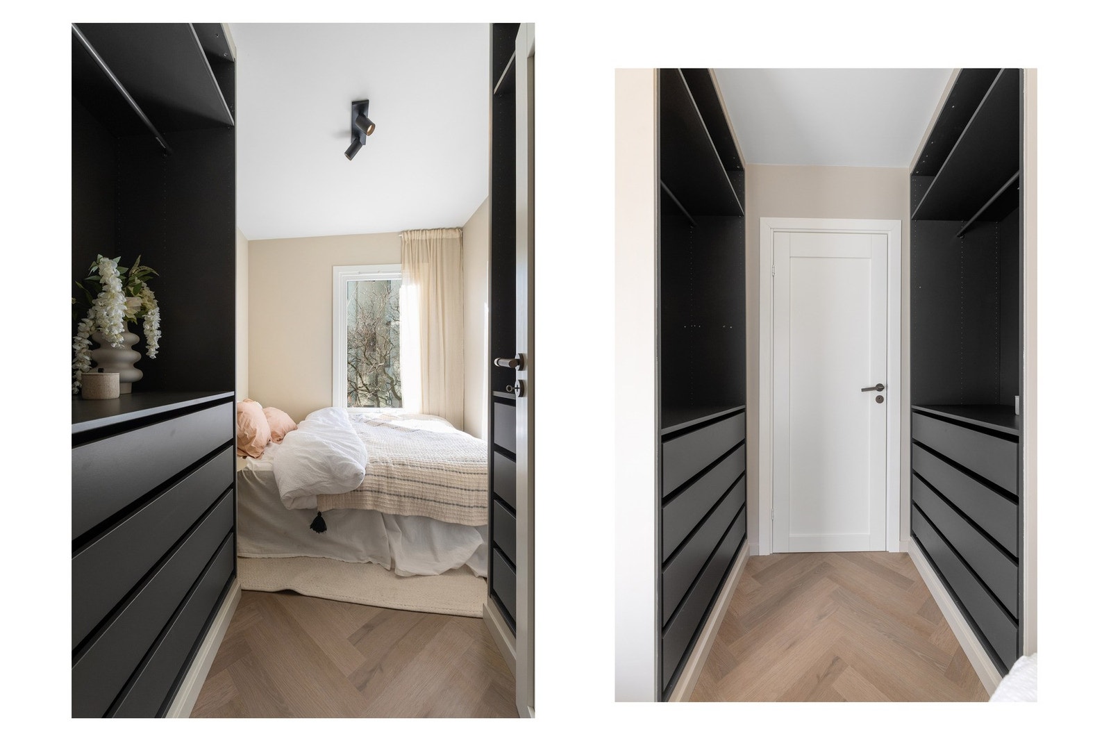 Soverommet vender mot rolig bakgård. Skjult elektrisk anlegg til takbelysning. Galleribilde