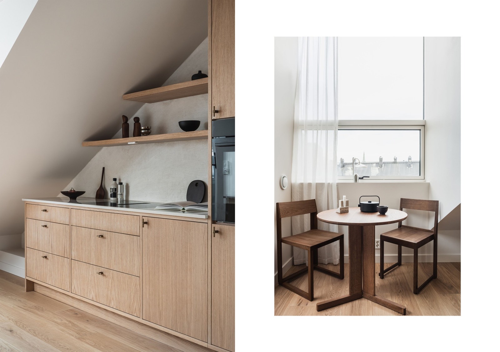 Perfekt frokostplass ved det høyreiste vinduet. Plassbygde løsninger utnytter arealet under skråtaket optimalt. Galleribilde