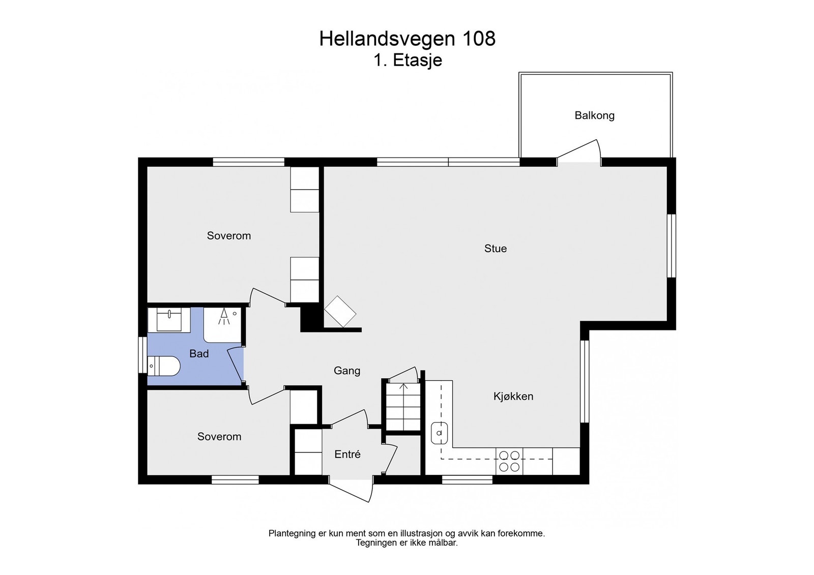 Plantegning 1. etasje 2D Galleribilde