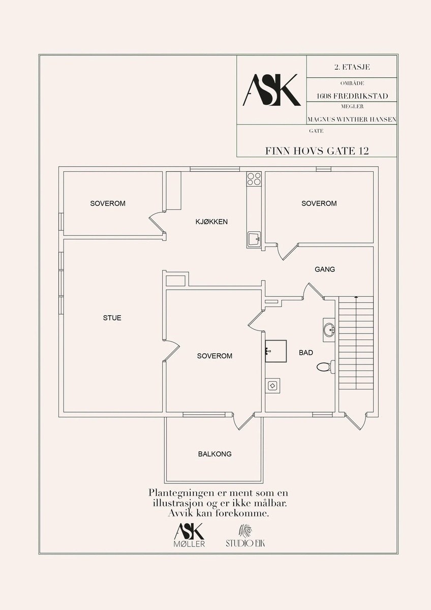 Planløsningen til leiligheten smart og funksjonell. Galleribilde