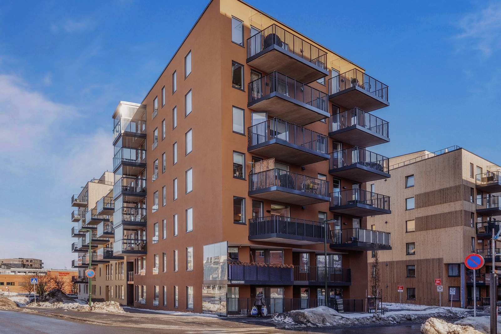 Det første som møter deg er borettslagets moderne fasade. Galleribilde