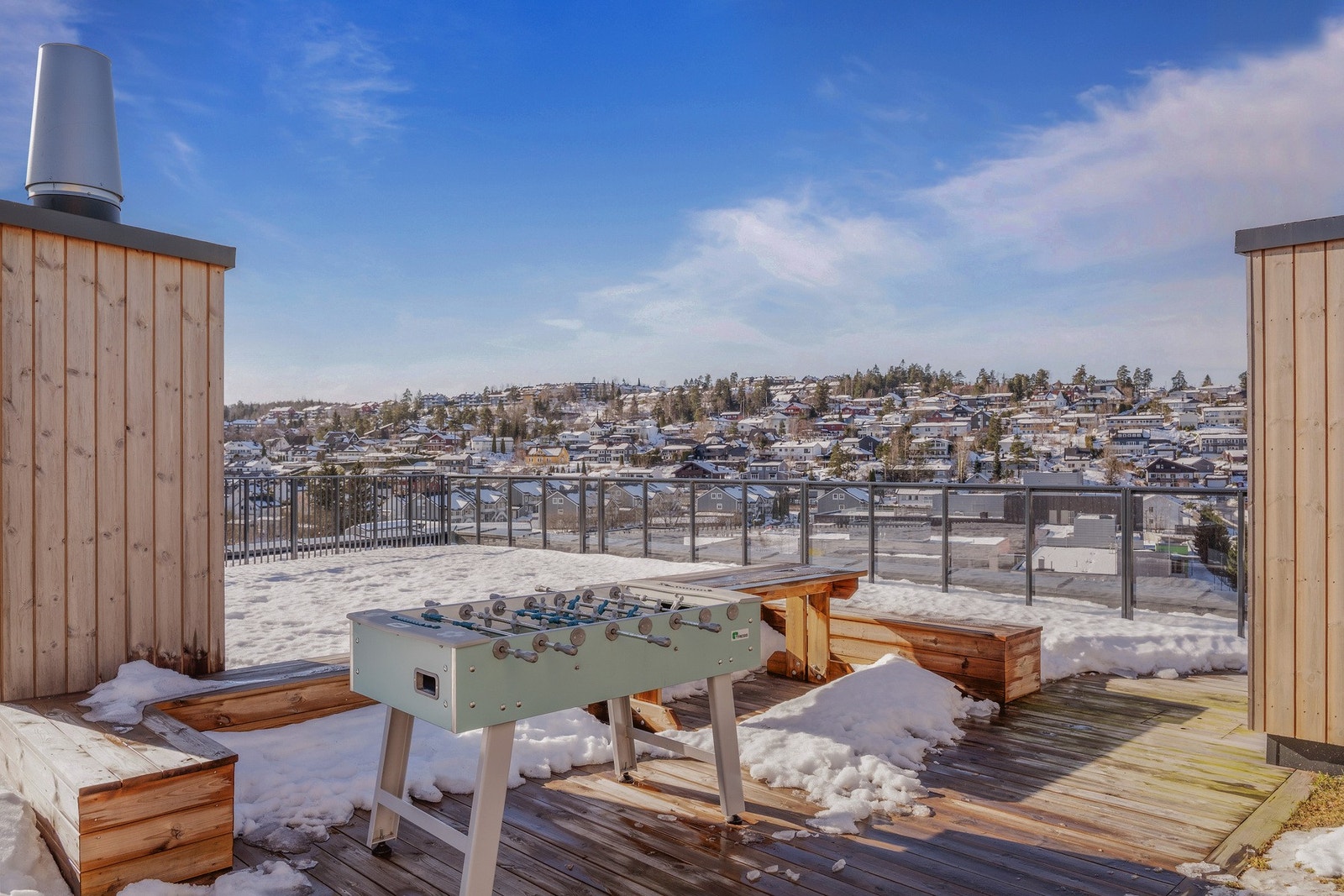 Alle byggene i Lørenskog Hageby har flotte, solrike felles takterrasser. Galleribilde