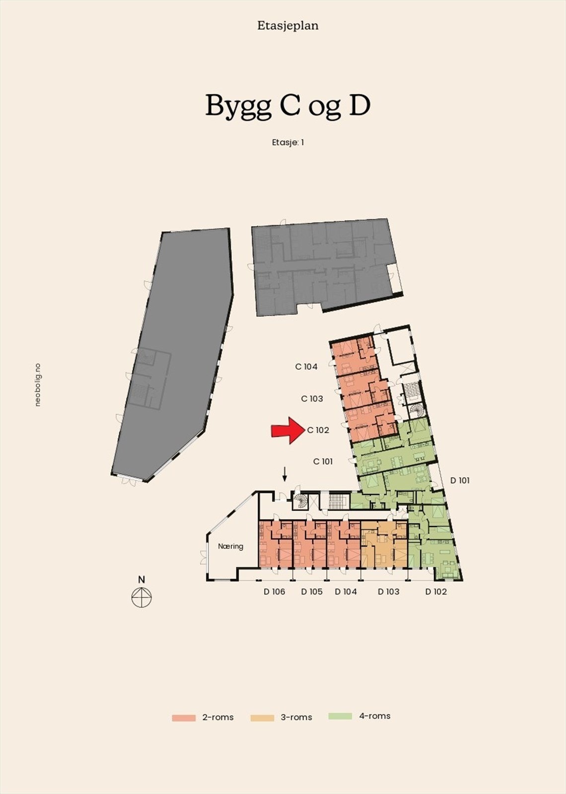 Etasjeplan med markering av leilighetens beliggenhet. Avvik kan forekomme. Galleribilde