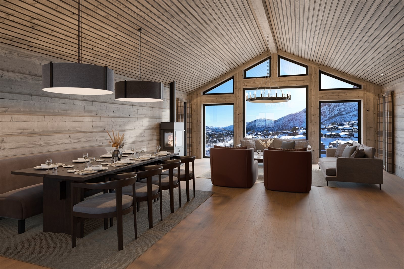 Store vindusflater med vid utsikt over Hovden. Galleribilde