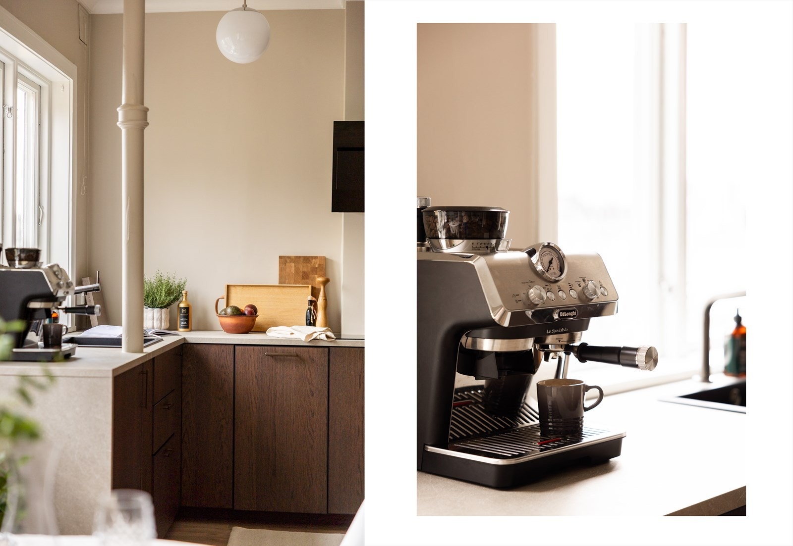 Her kombineres stil og funksjon med generøse arbeidsflater og god skapkapasitet Galleribilde