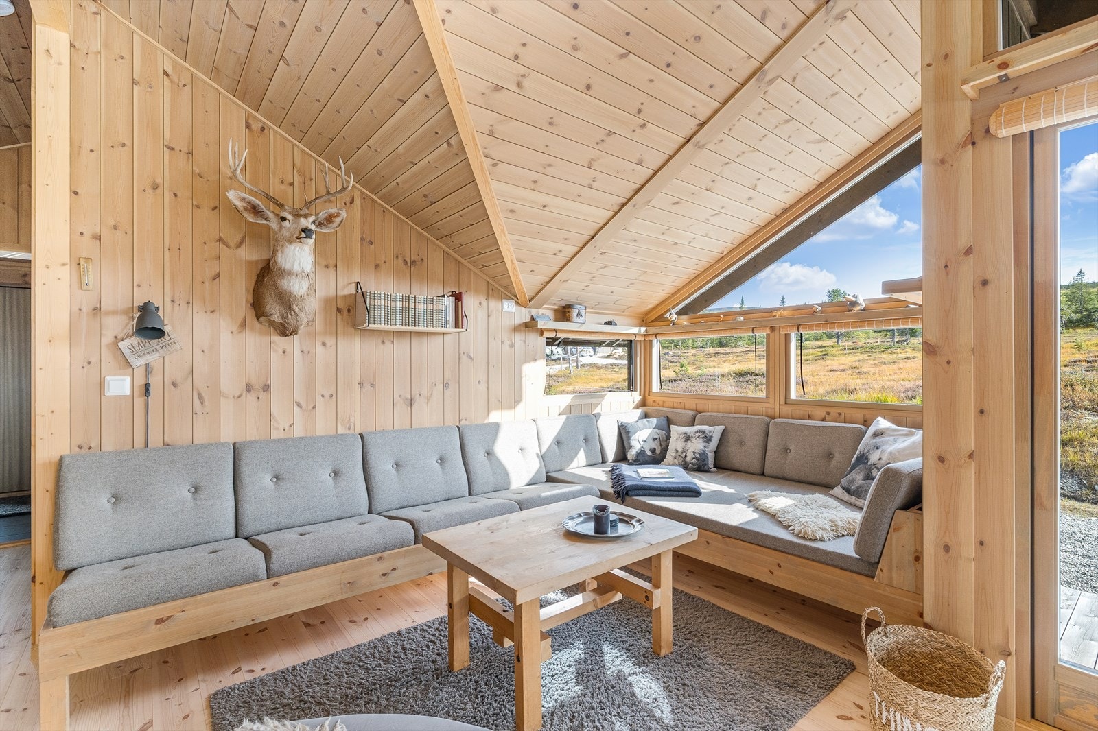 Sofakroken er et hjørne for hygge, med utsikt til roen utenfor. Galleribilde