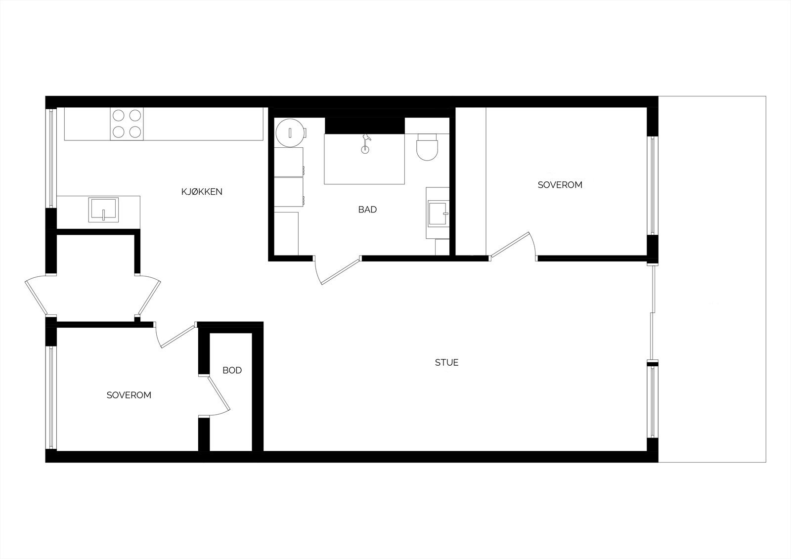 Plantegning. I tillegg er det ekstern bod i u.etg Galleribilde