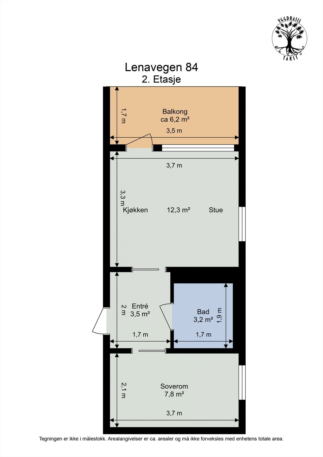 Planløsning - I tillegg disponerer leiligheten en sportsbod i kjelleren. Galleribilde