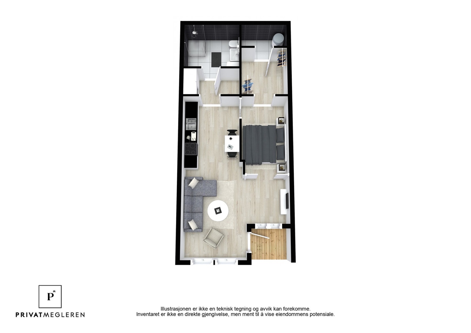 Alternativ planløsning med skyvedørsløsning. Galleribilde