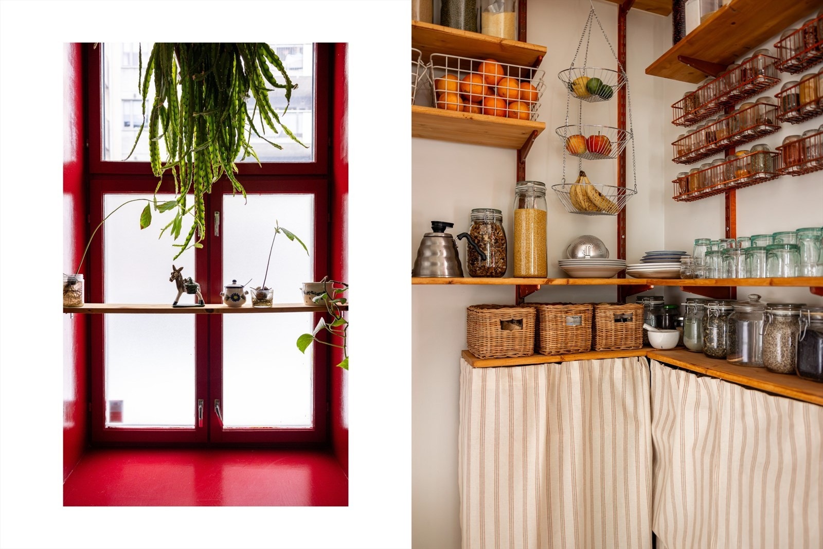 Praktiske hylleløsninger i vinduene gir ekstra oppbevaringsplass. Galleribilde