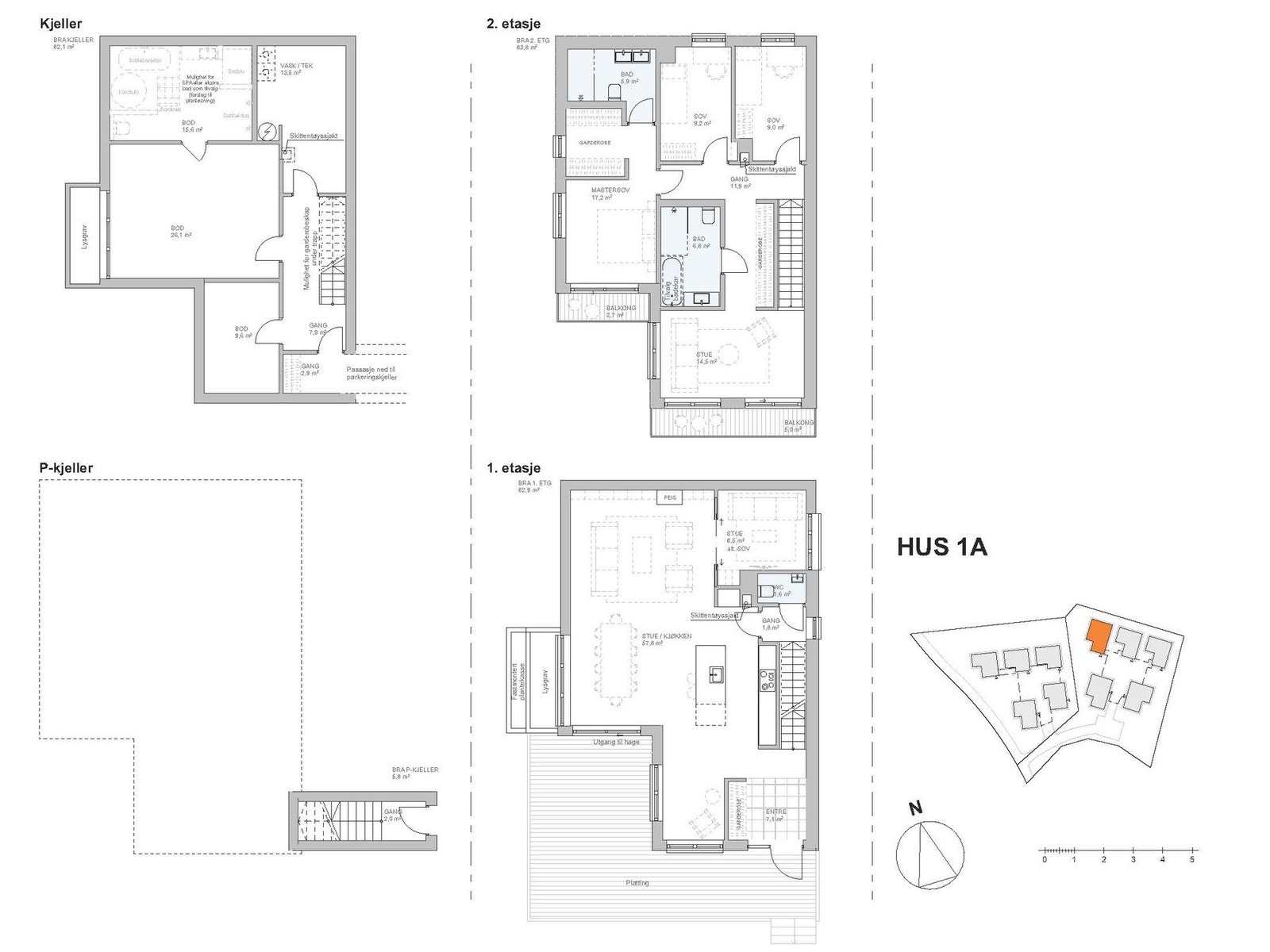 HUS 1A Plantegning Galleribilde