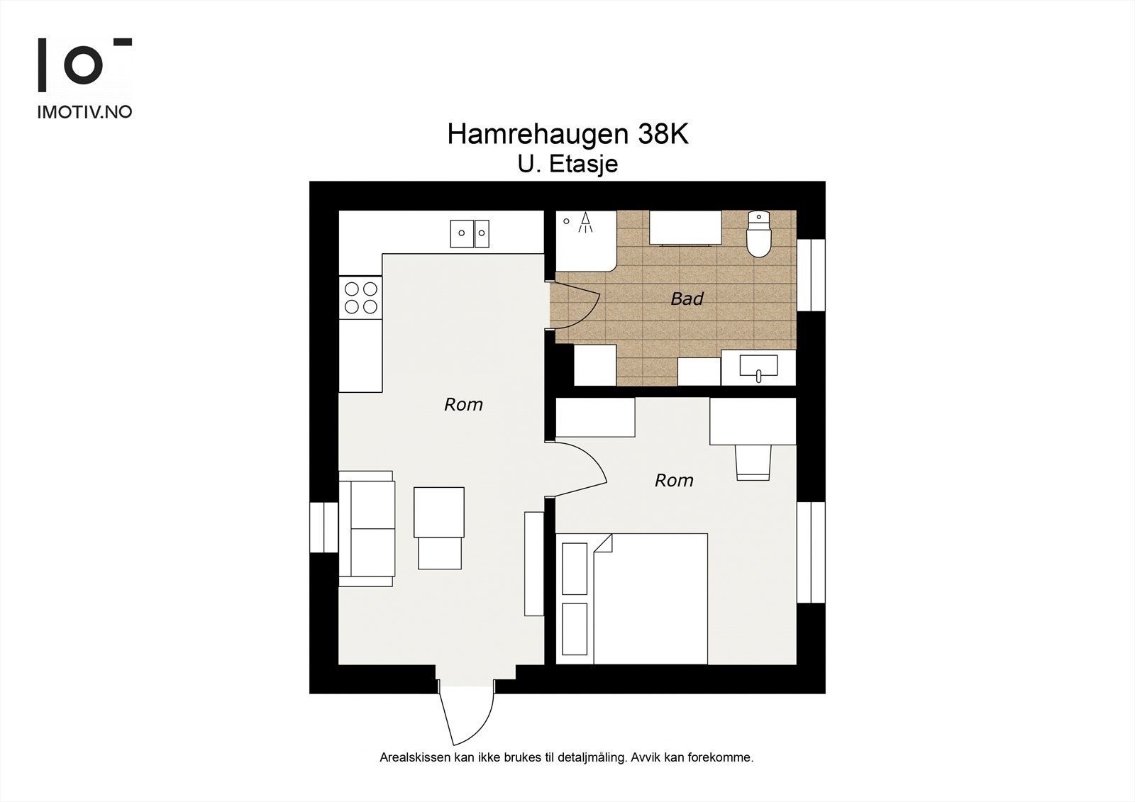 - Plantegning underetasje (underetasjen er ikke godkjent som en selvstendig enhet, og er heller ikke godkjent for varig opphold) - Galleribilde