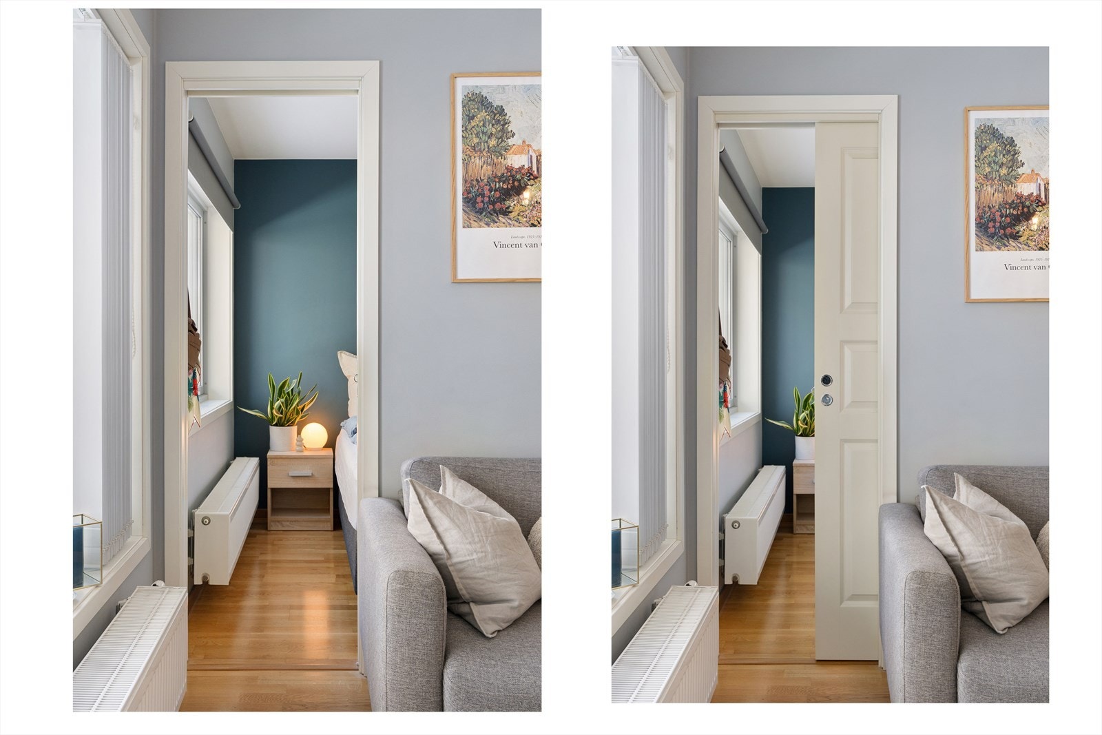 Alternativ inngang til leilighetens soverom for god flyt mellom rommene. Galleribilde