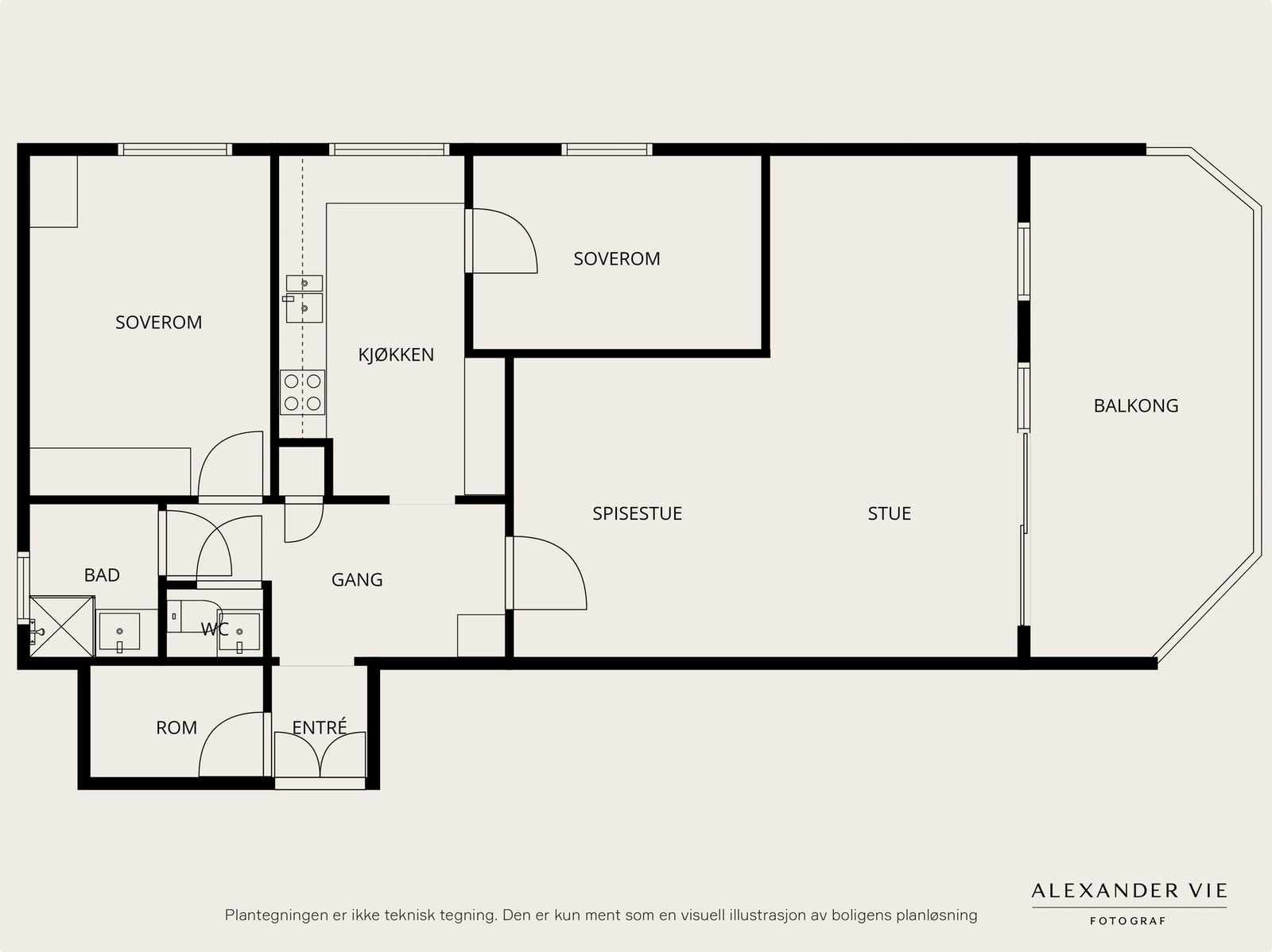 Alternativ planløsning for en større stue. Galleribilde