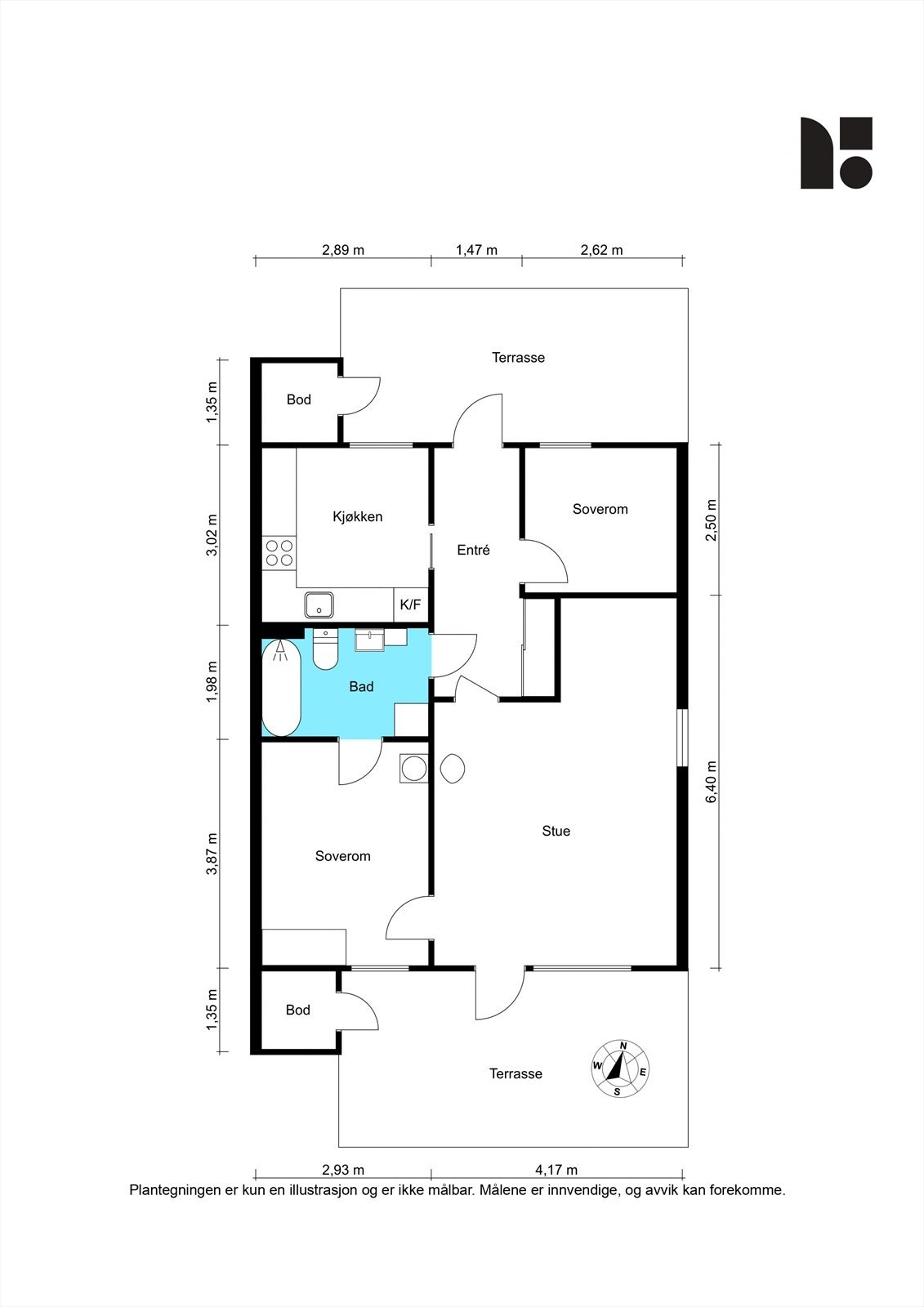 Ta en kikk på plantegningen før vi beveger oss videre inn i boligen. Galleribilde