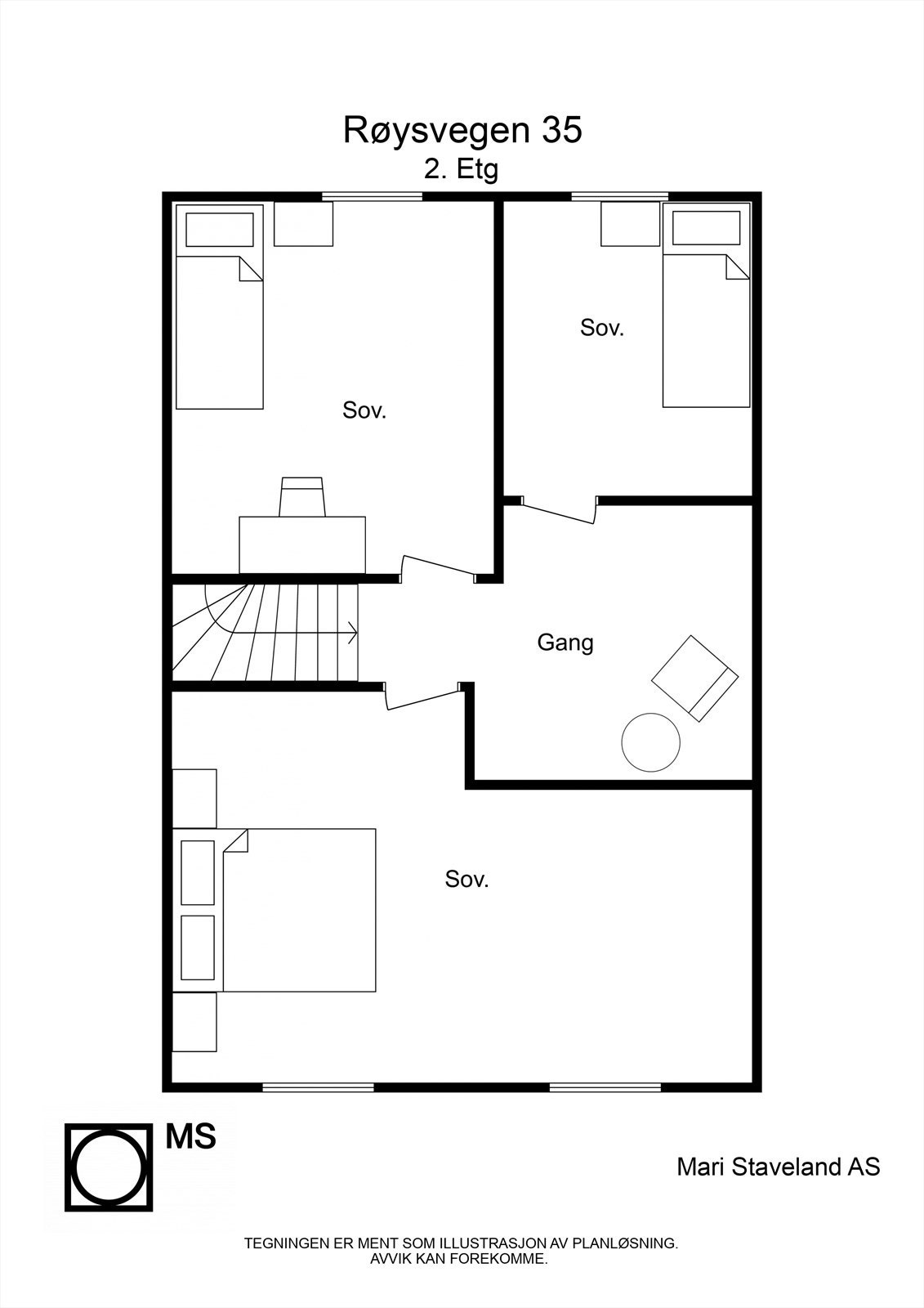 Plantegning loftsetasje Galleribilde
