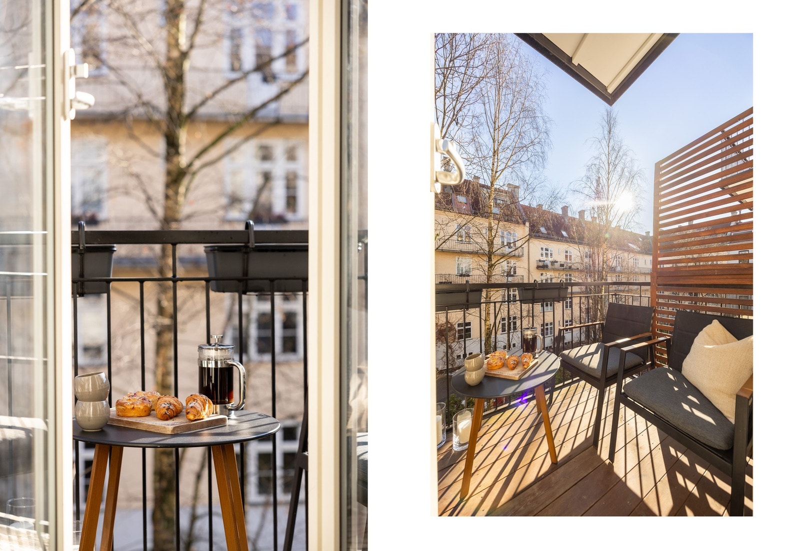 Balkongen vender mot rolig gårdsrom. Galleribilde