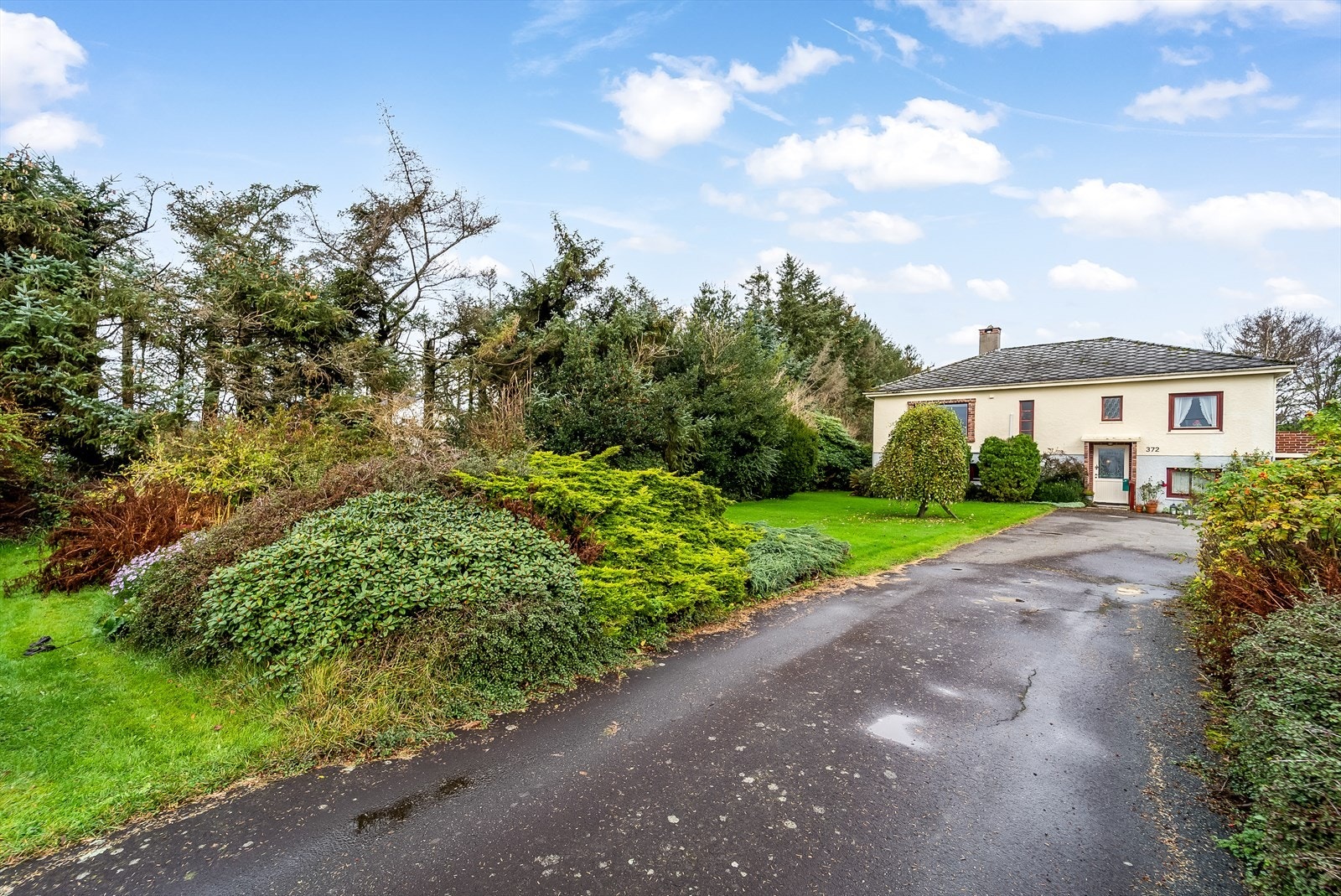 Innkjørsel og god plass til parkering. Galleribilde