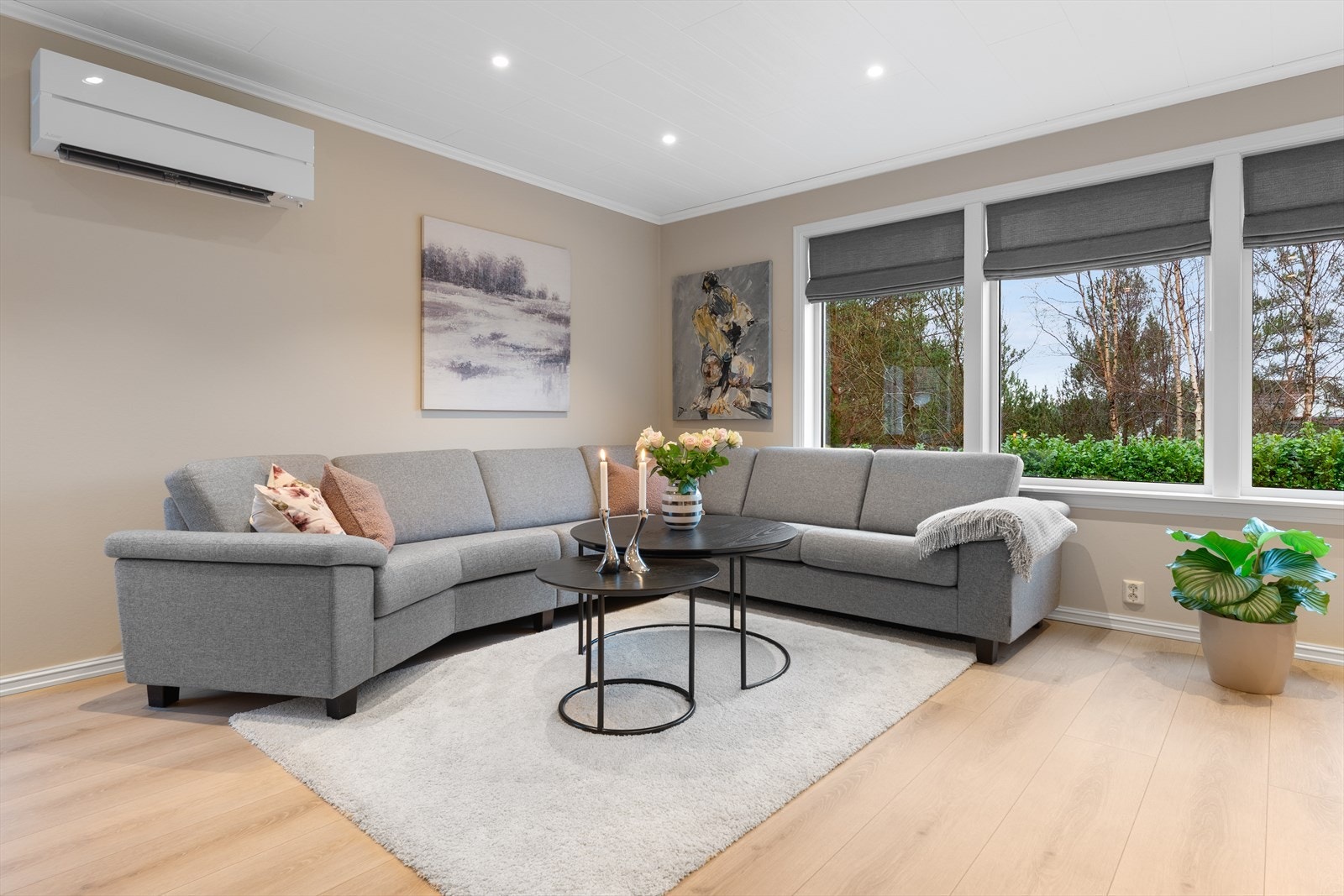 Romslig stue med godt lysinnslipp Galleribilde