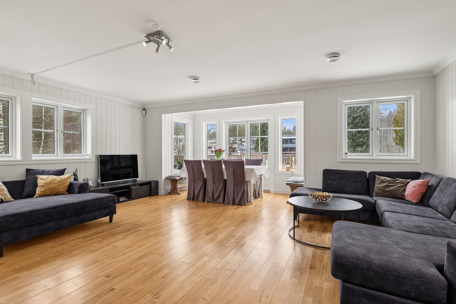 Stor stue med utgang til terrasse Galleribilde