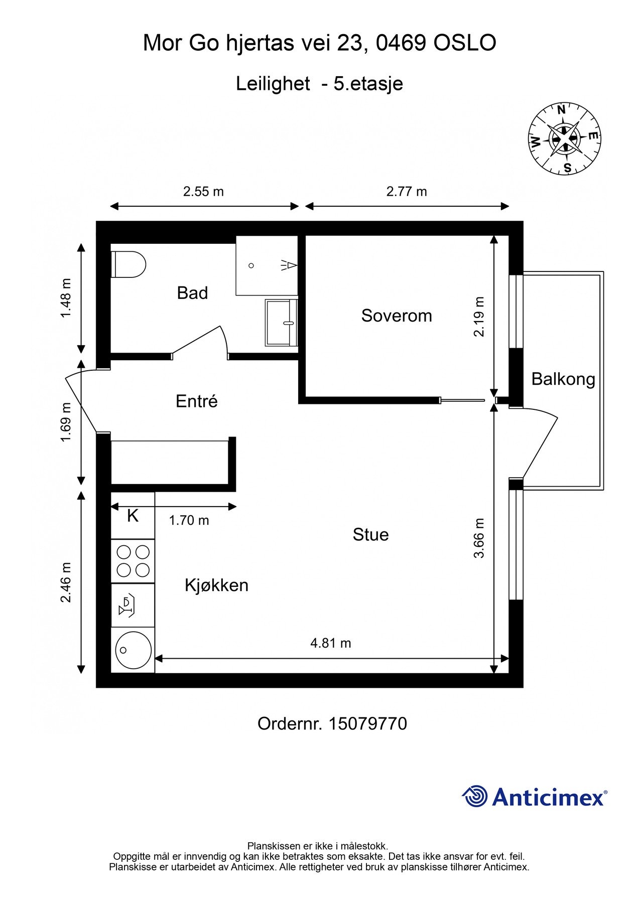 Vi tar en liten titt på plantegningen før vi skal se mer på leiligheten. Galleribilde