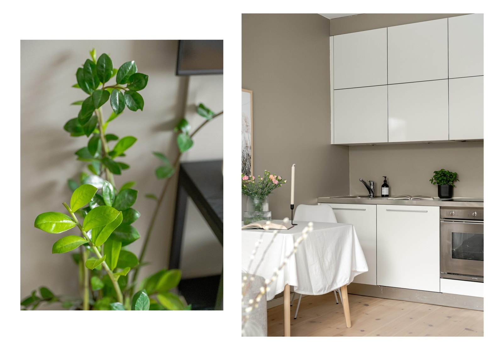 Selve kjøkkenet er fra 2006, og den gode takhøyden er utnyttet slik at du får godt med oppbevaring i overskap. Galleribilde