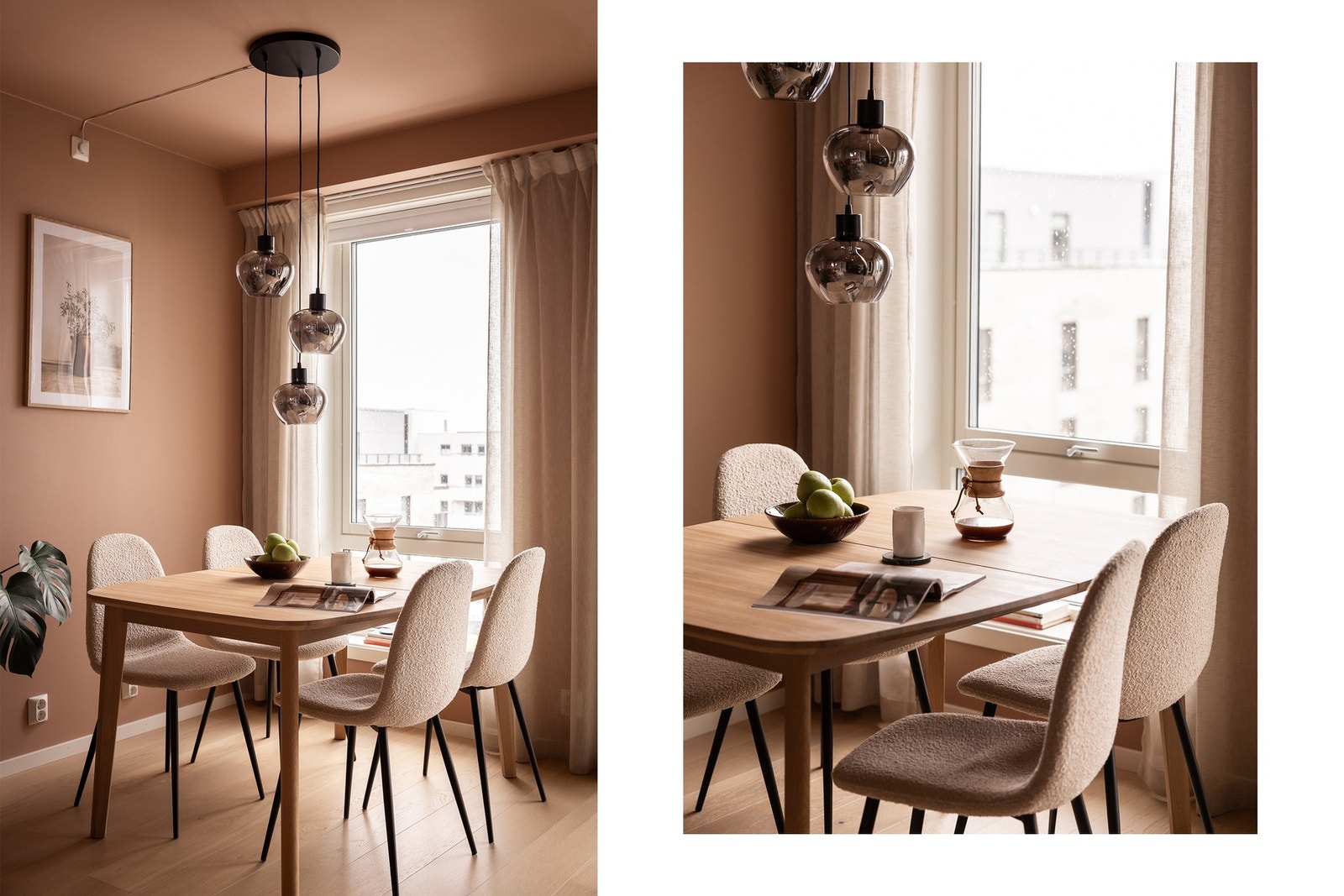 Pene overflater med 1-stavs parkett, listverk og moderne farger. Himlingshøyden ble målt til 2,49 meter - som er litt over standard høyde. Galleribilde