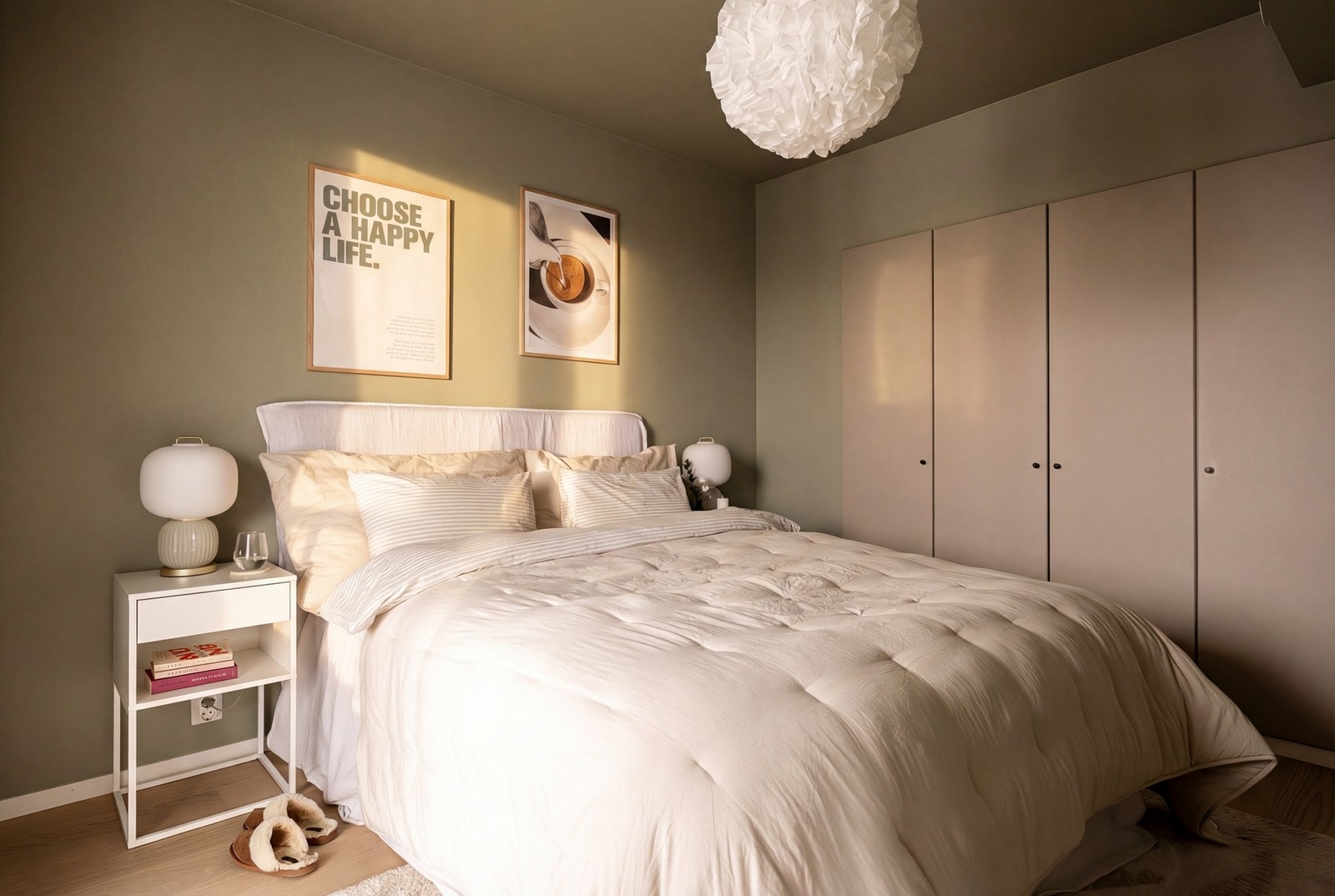 Stort soverom med plass til det du trenger. Mye oppbevaring i et integrert garderobeskap fra 2023 som går sømløst inn med veggflaten. Galleribilde