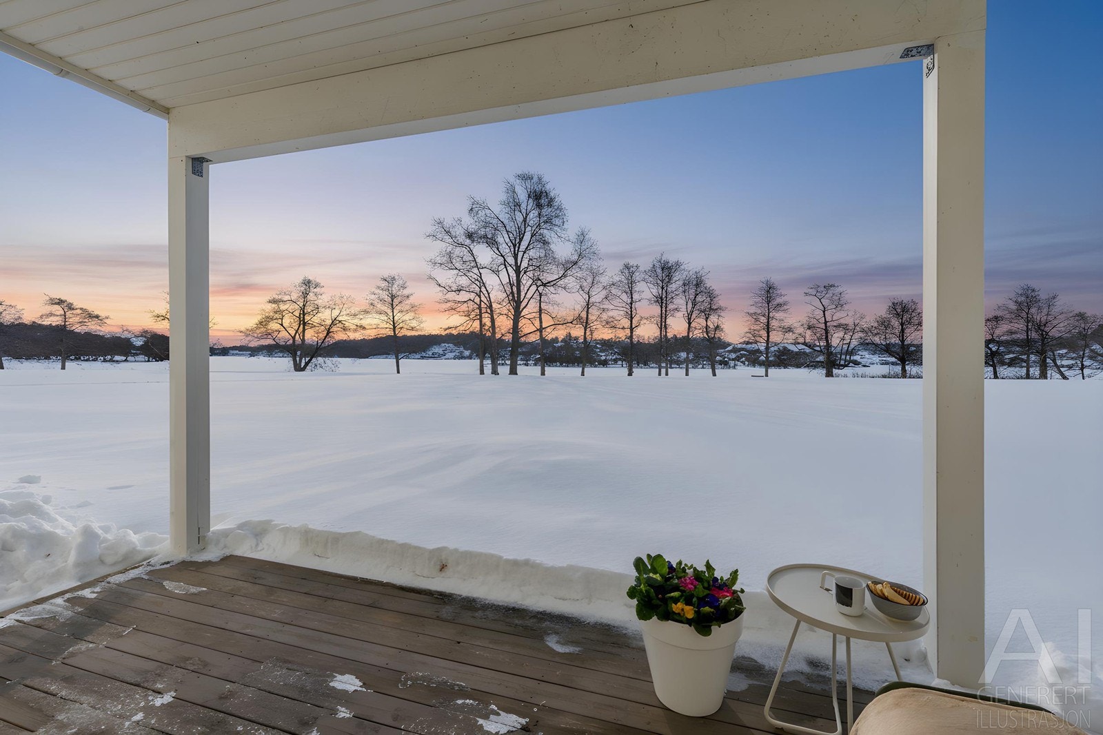 Flott sydvestvendt markterrasse vendt mot nydelig natur Galleribilde