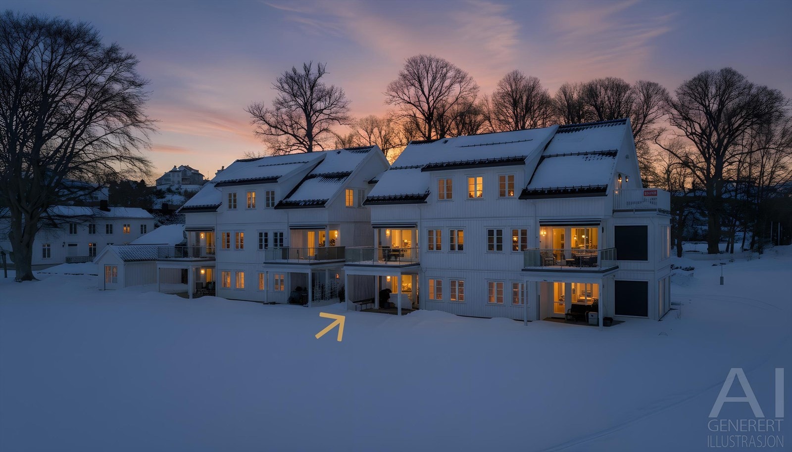 Leiligheten ligger i et moderne bygg fra 2020 Galleribilde