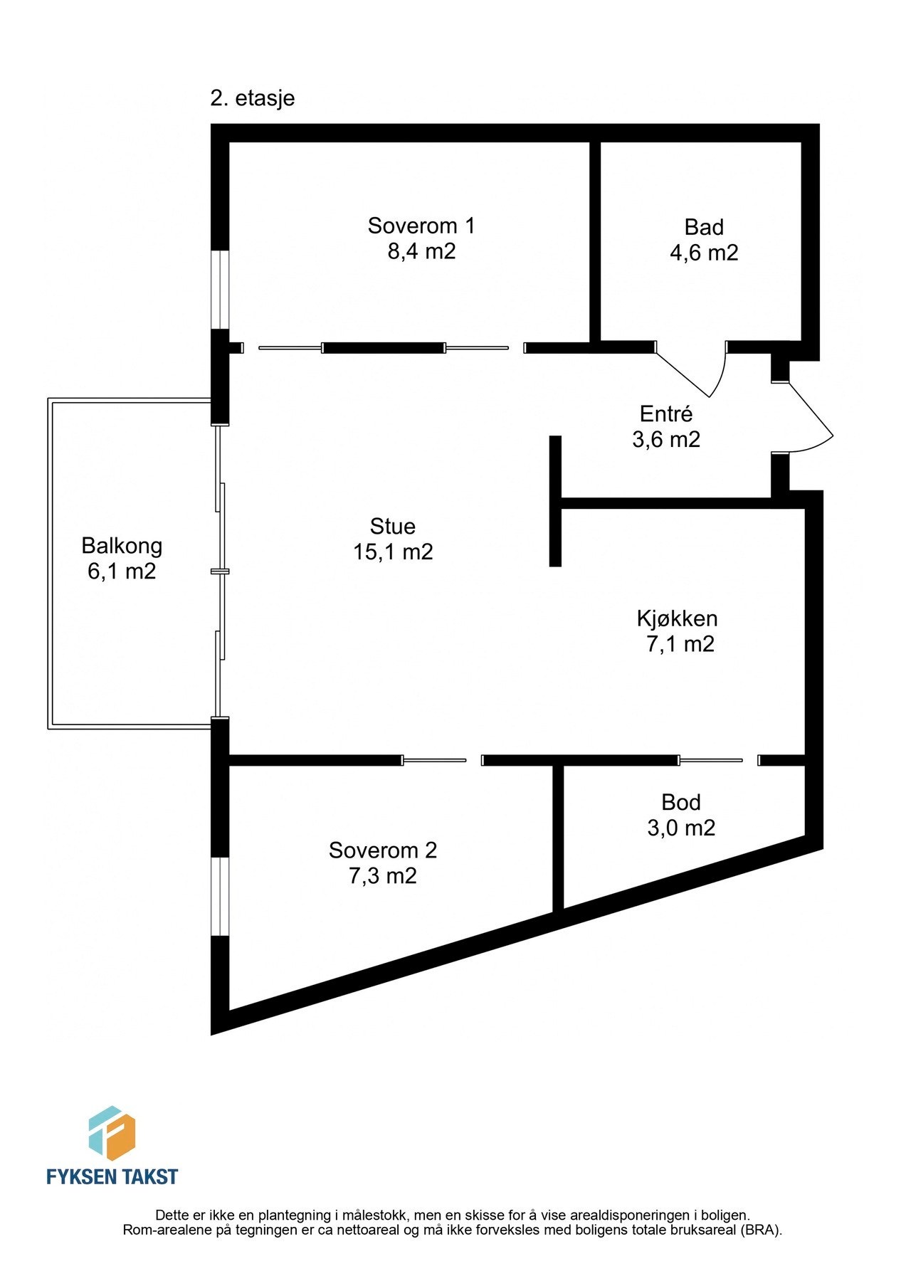 Leiligheten har en flott planløsning i byggets 2.etasje. Galleribilde