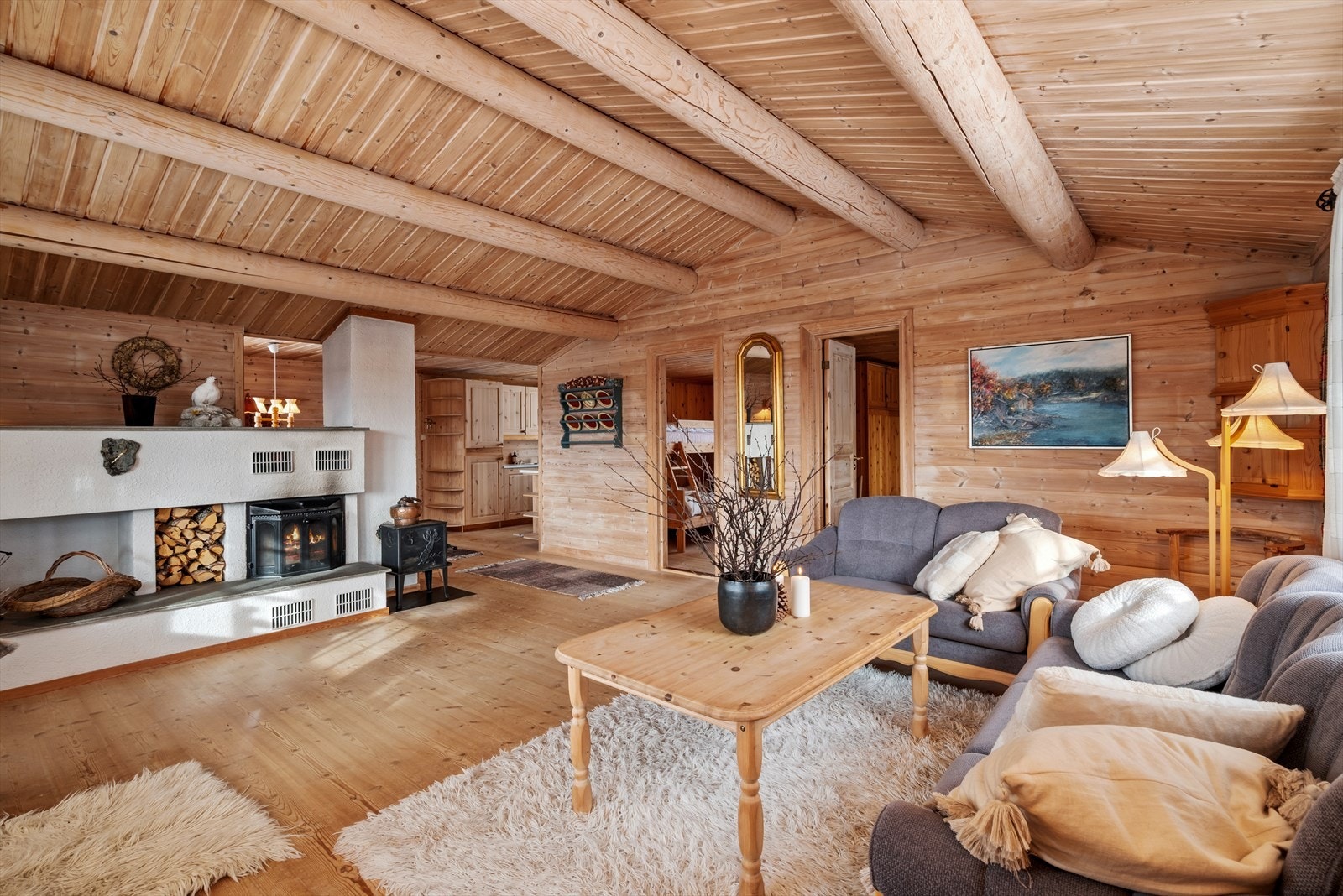 Etter en lang dag ute er det koselig å komme inn å finne varmen foran en lukket peis med tilhørende vedovn. Galleribilde