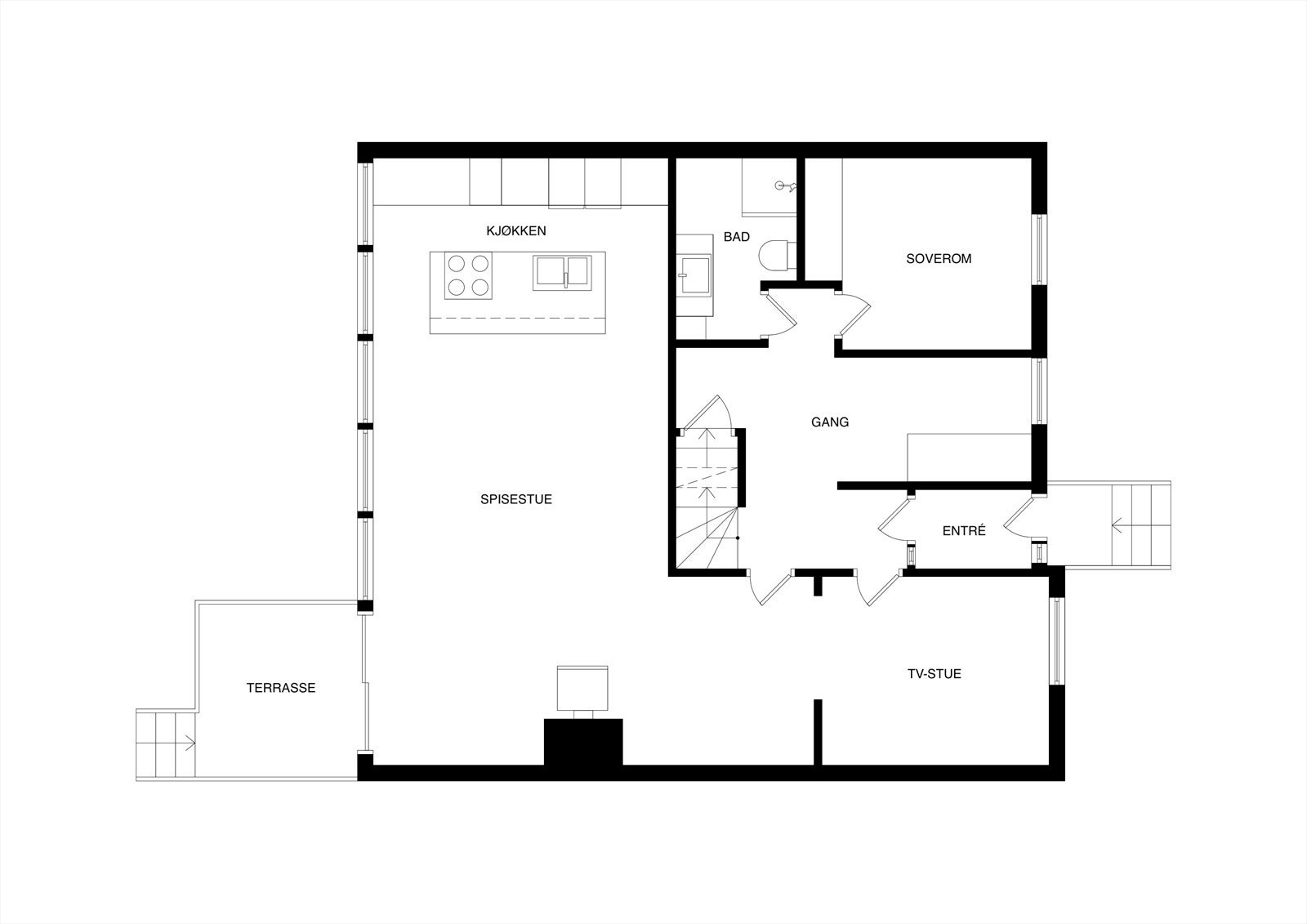Plantegning 1. etasje Galleribilde