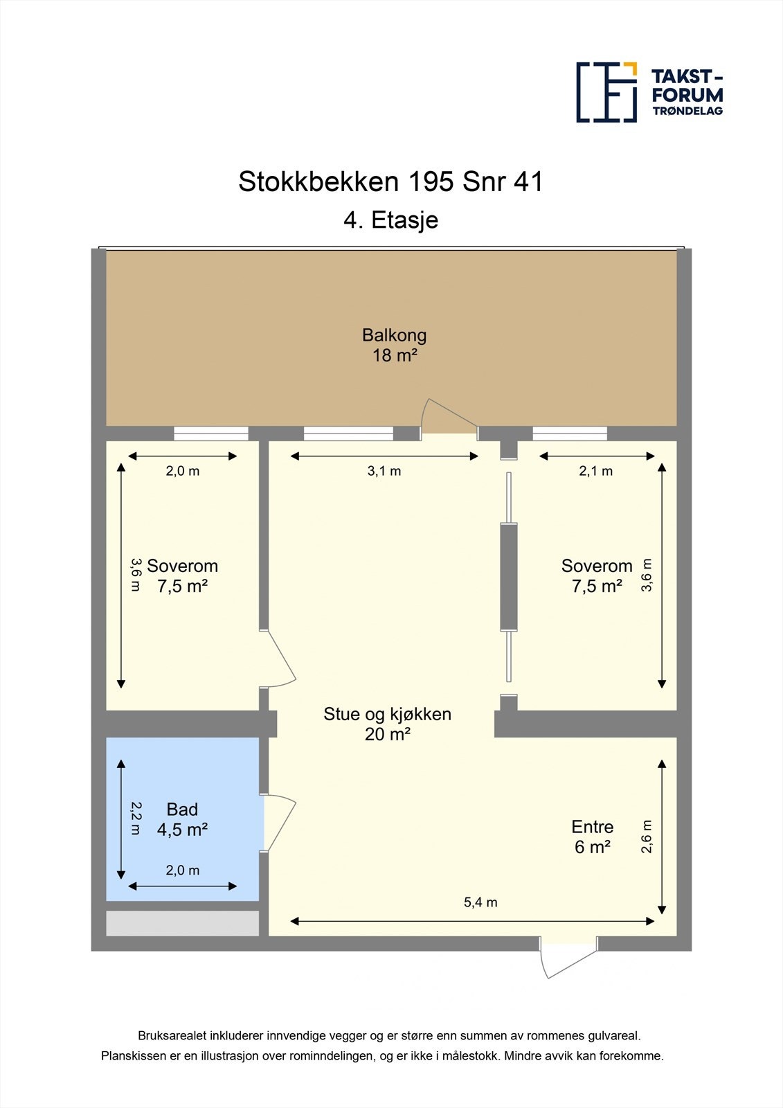 Planskisse for leiligheten i 4. etasje. Galleribilde