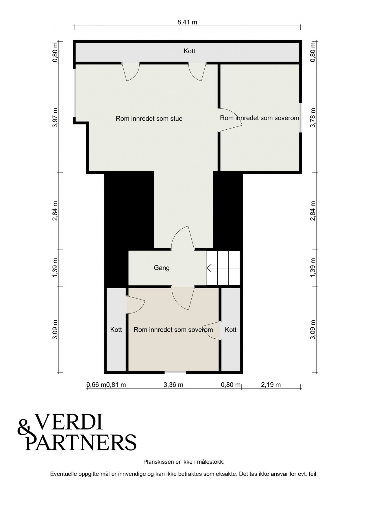 Plantegning loft (ingen av rommene er godkjent for varig opphold) Galleribilde