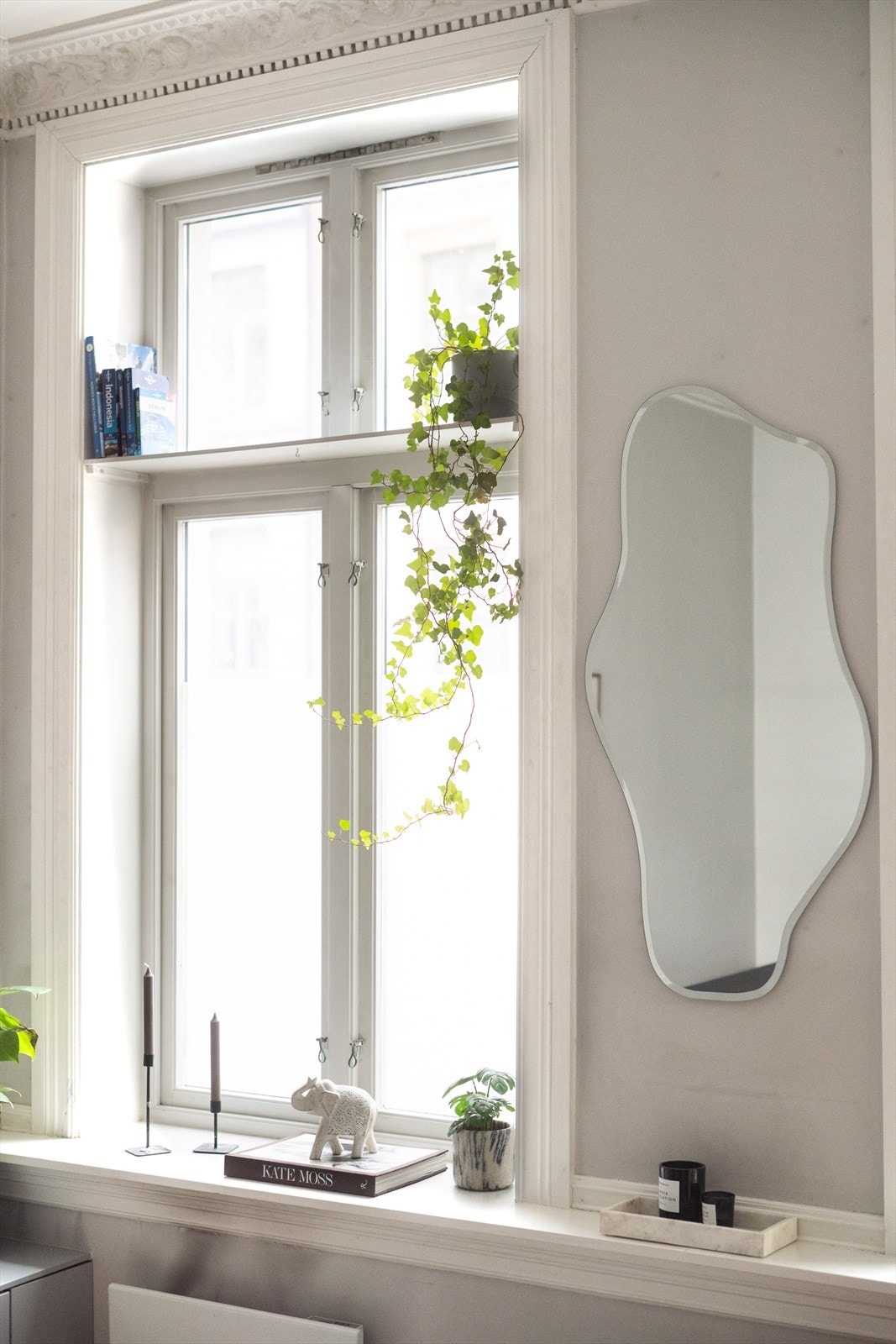 Dype vinduskarmer gir plass til planter og pyntegjenstander. Galleribilde