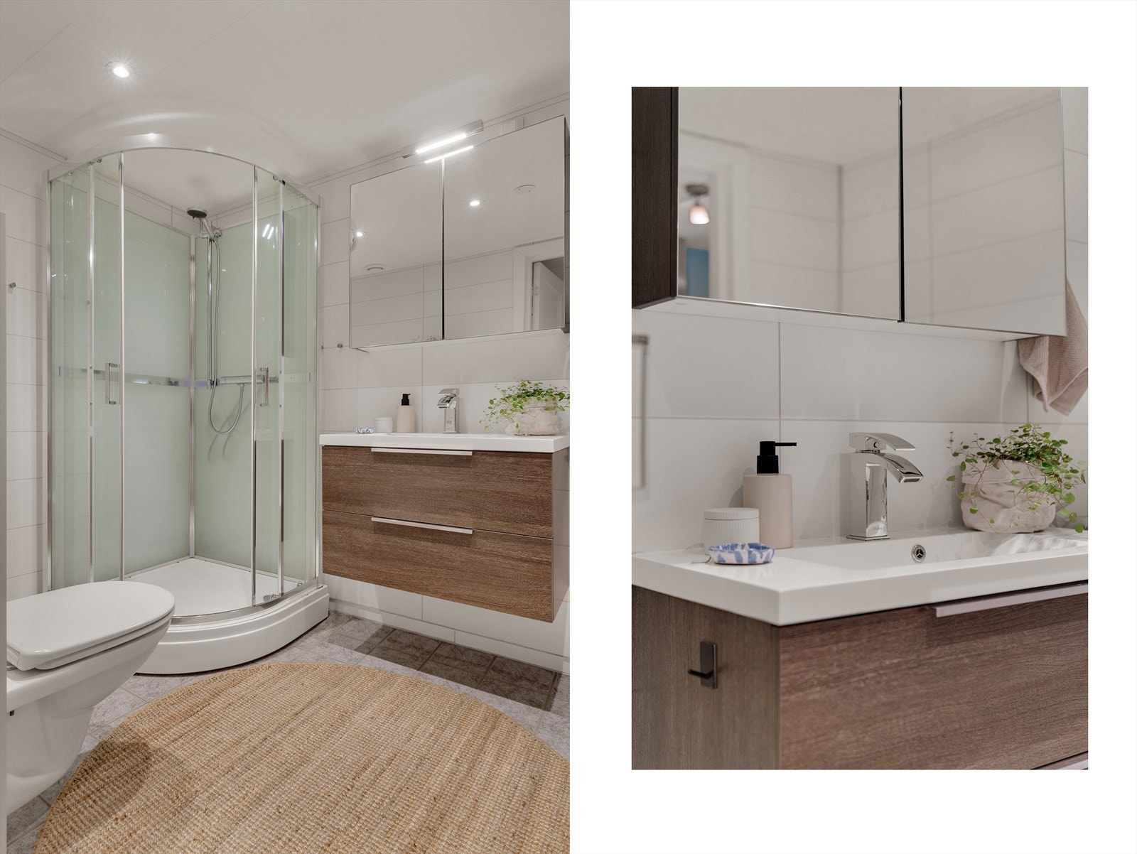 - Gode oppbevaringsmuligheter i servantmøbel samt speilskap med belysning - Galleribilde