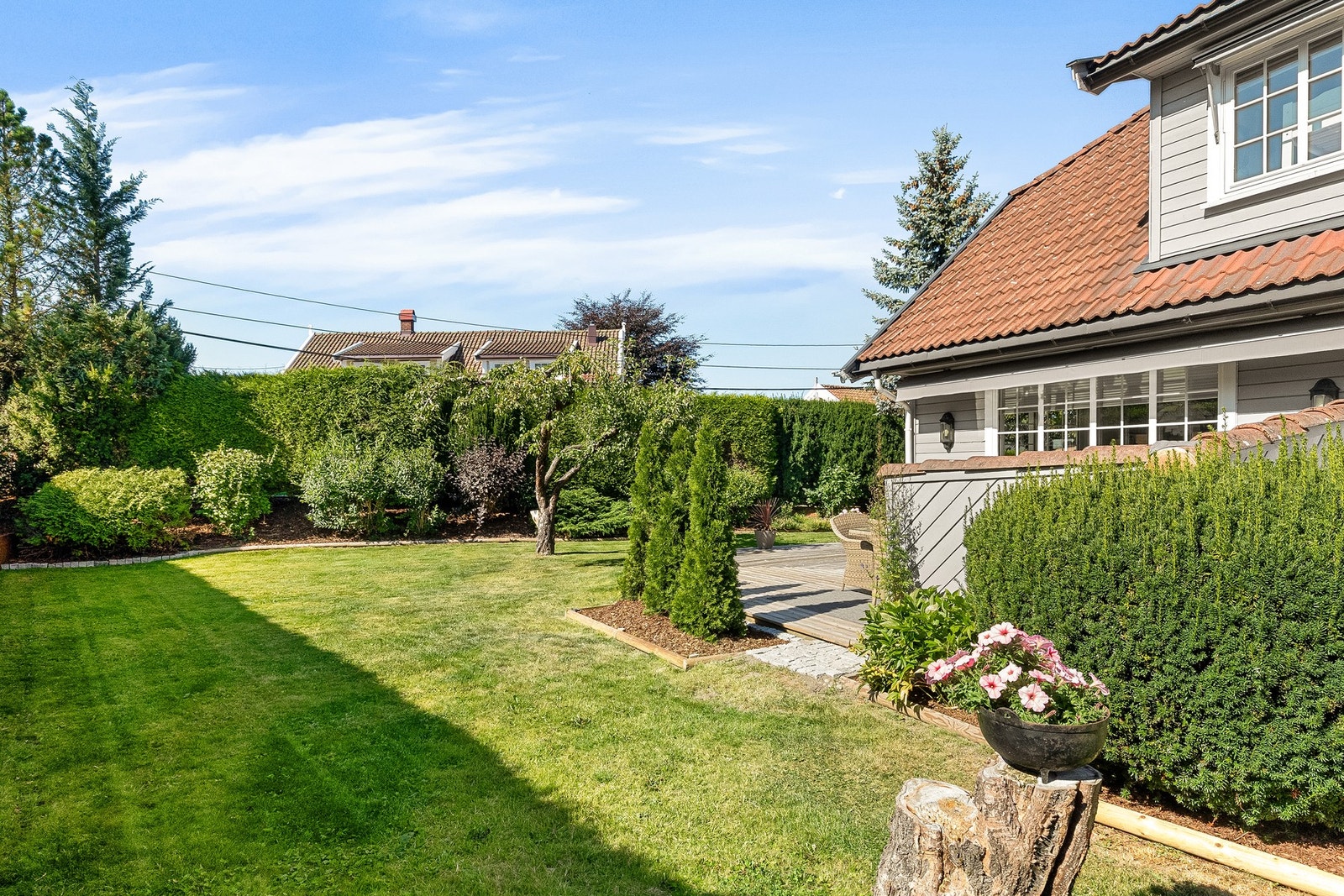 Pent opparbeidet tomt som er oppdelt i flere fine soner Galleribilde