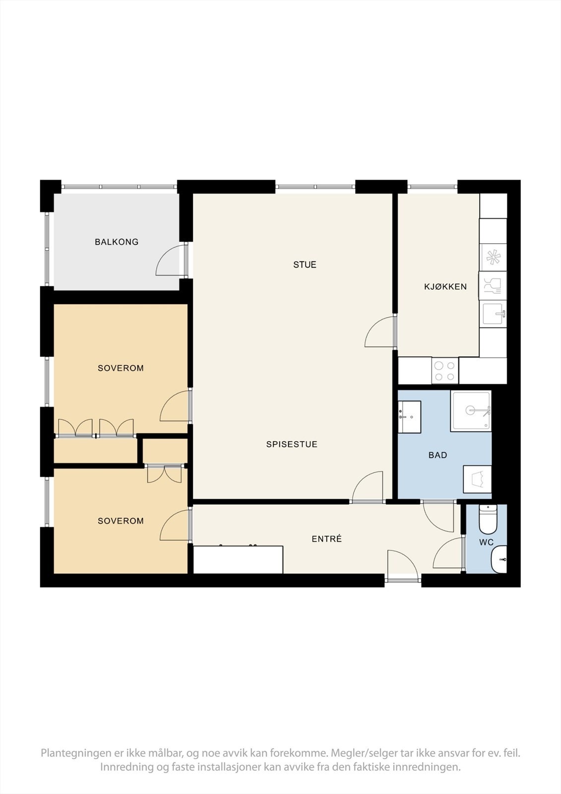 Planløsning - Leiligheten ligger i byggets 3. etasje og har enkel adkomst med heis. Galleribilde