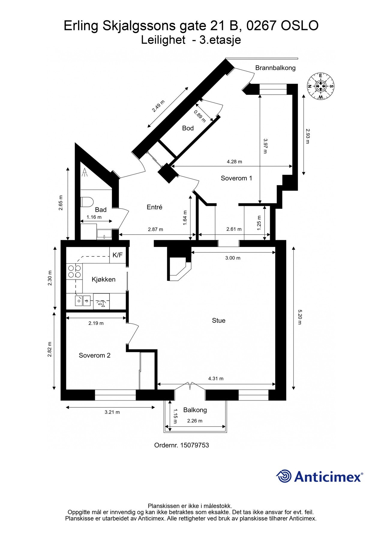 Plantegning: BRA-i: 77m2. Galleribilde