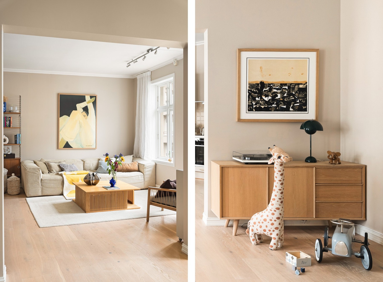 Det er lagt nytt gulv av 1-stavs parkett og nye lister i 2019. Galleribilde