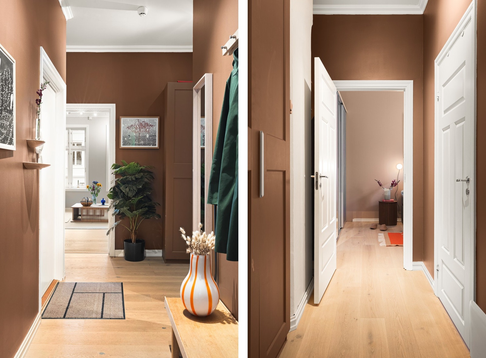 Entréen ønsker deg velkommen hjem med et lyst og moderne uttrykk. Her er det plass til sko og yttertøy. Galleribilde