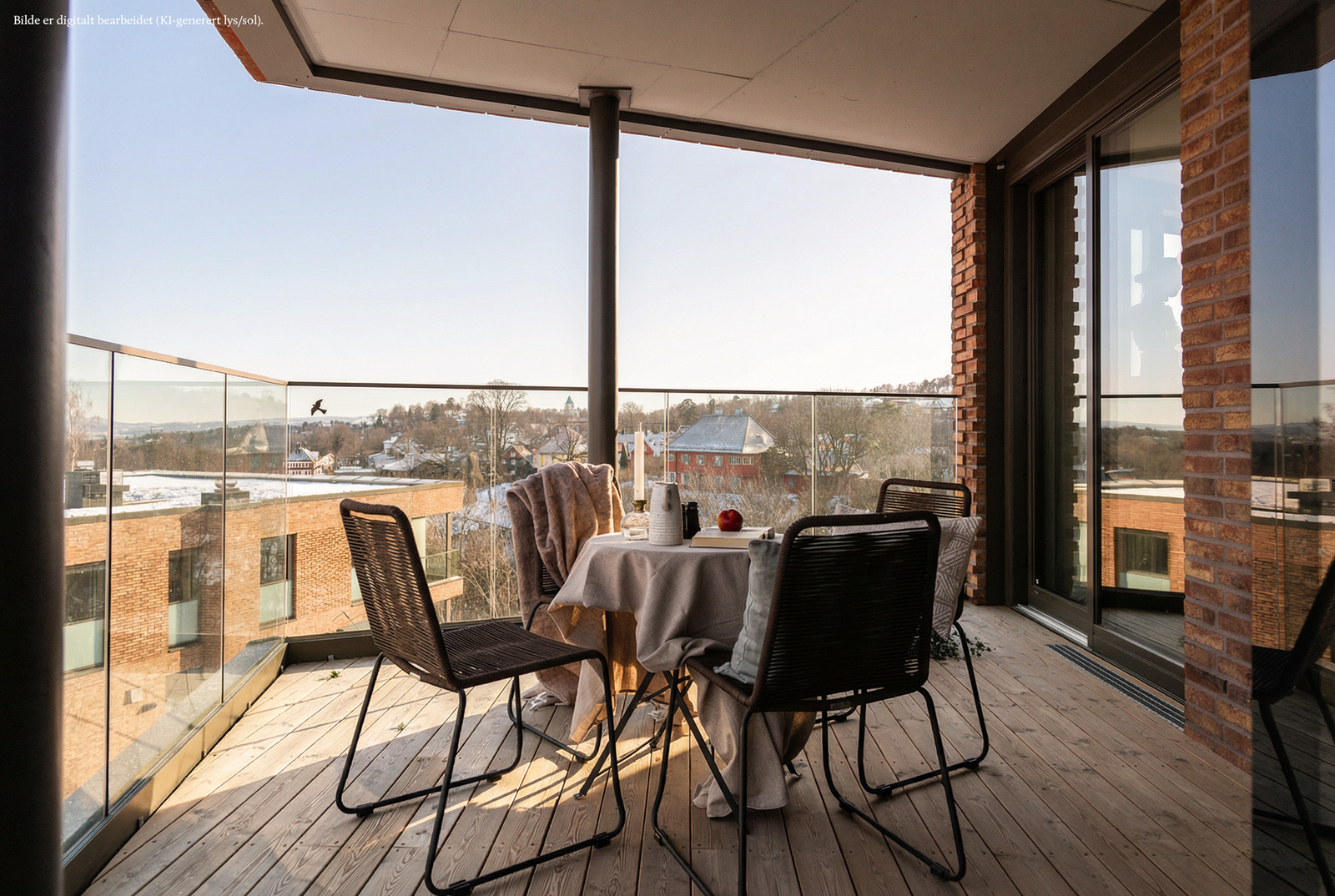 Delen utenfor spisestuen er overbygget. Perfekt sted for spisebordet og middag ute. Nydelig utsikt Galleribilde