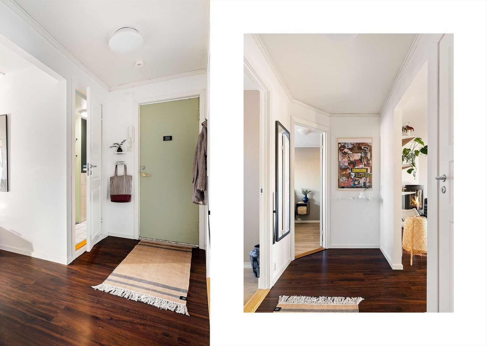 Ditt første møte med leiligheten er en lys entré med god plass til å henge fra seg yttertøy og sette fra seg sko. Galleribilde