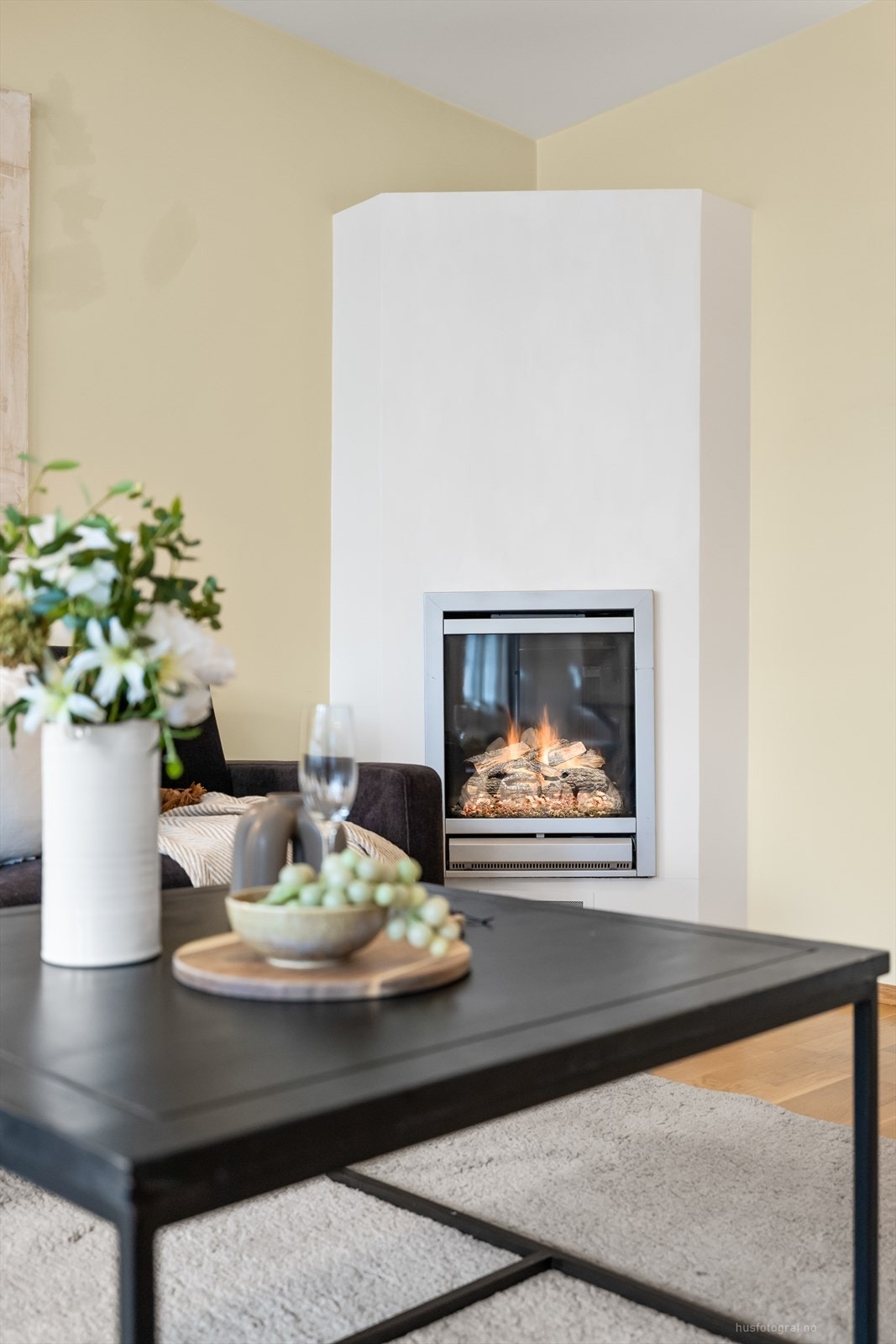 Gasspeis i stuen (det opplyses at gasspeisen er plugget, og er nærmest ikke vært brukt.) Kun illustrasjon. Galleribilde