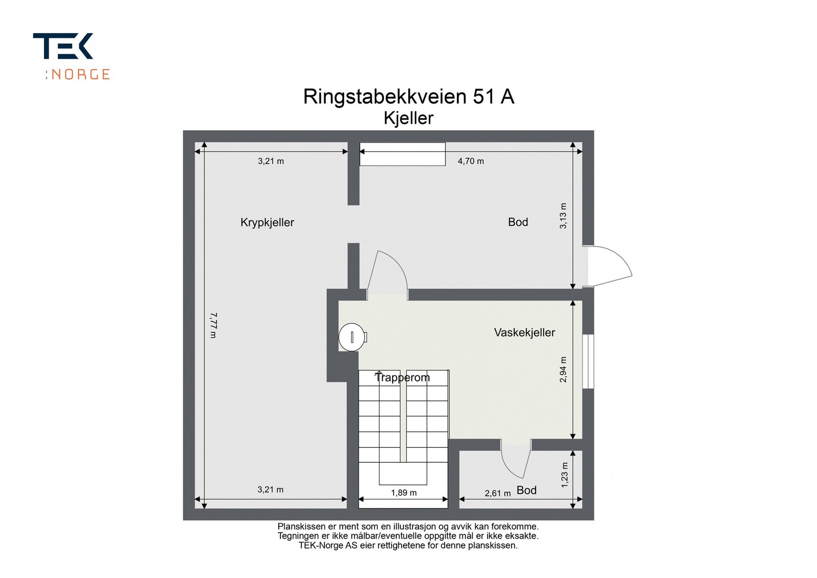 Plantegning Ringstadbekkveien 51 A, kjeller. Galleribilde