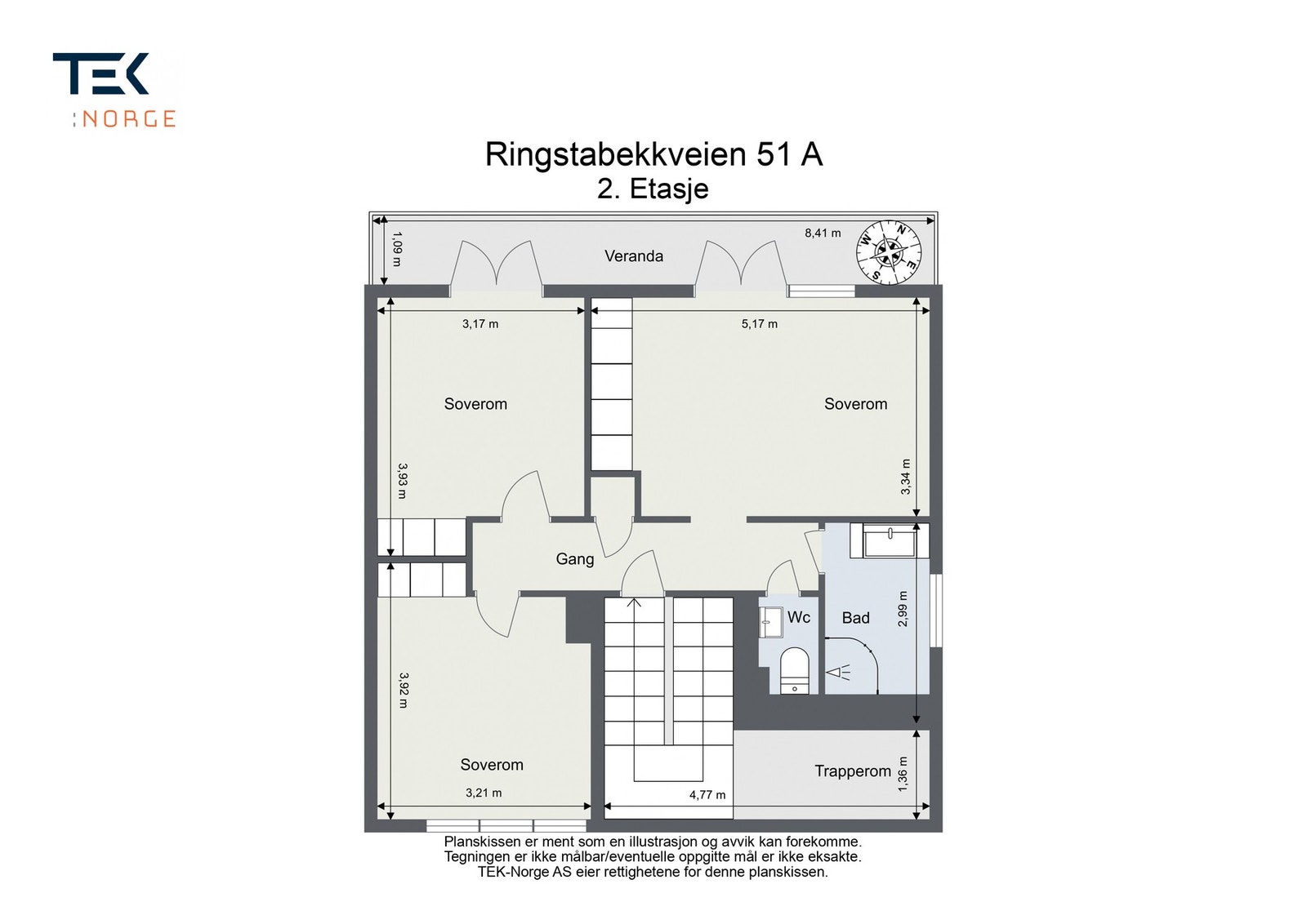 Plantegning Ringstadbekkveien 51 A, 2. etasje. Galleribilde
