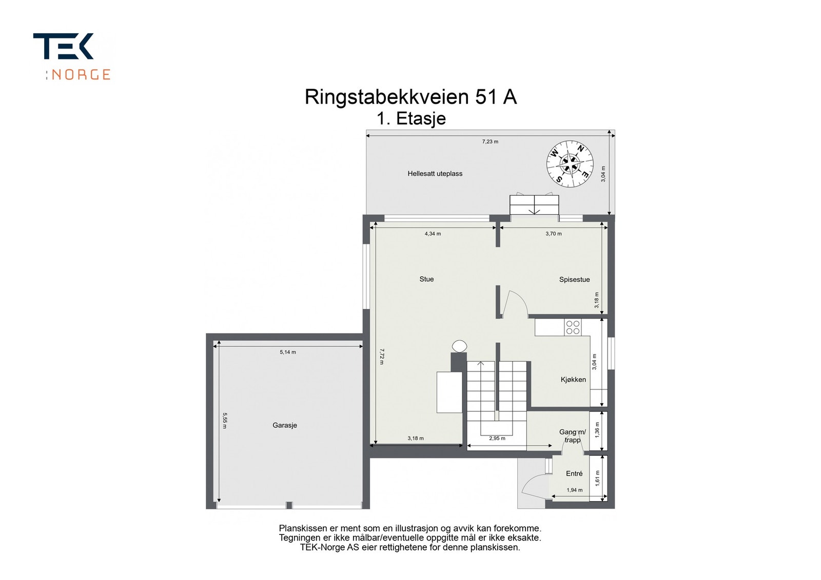 Plantegning Ringstadbekkveien 51 A, 1. etasje. Galleribilde