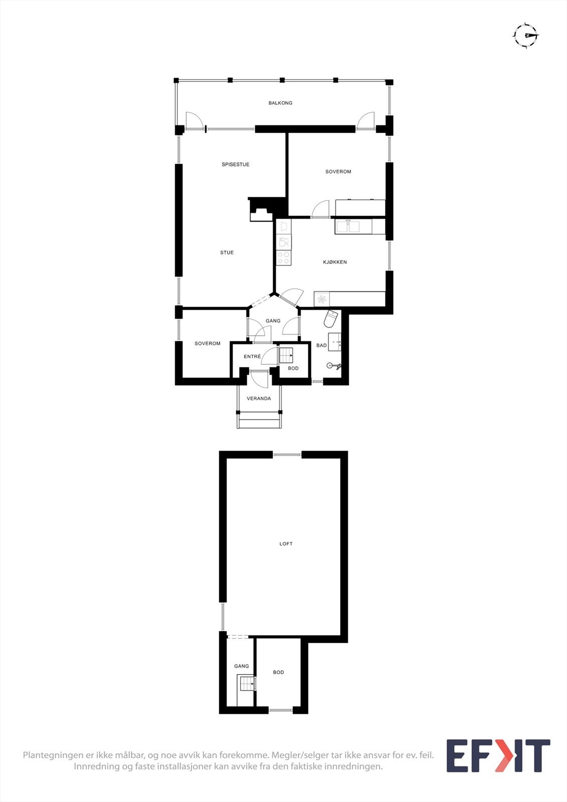 Plantegningen gir en god oversikt over boligens romfordeling og potensial. Galleribilde