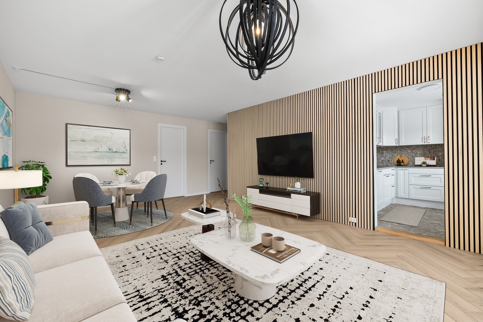 Romslig, pen og moderne stue Galleribilde